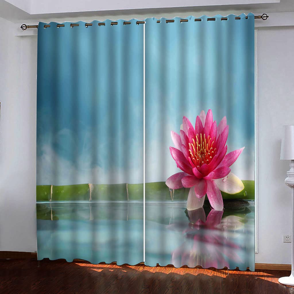 Rideau occultant bleu à fleurs 140x280 cm pour fenêtres de chambre moderne