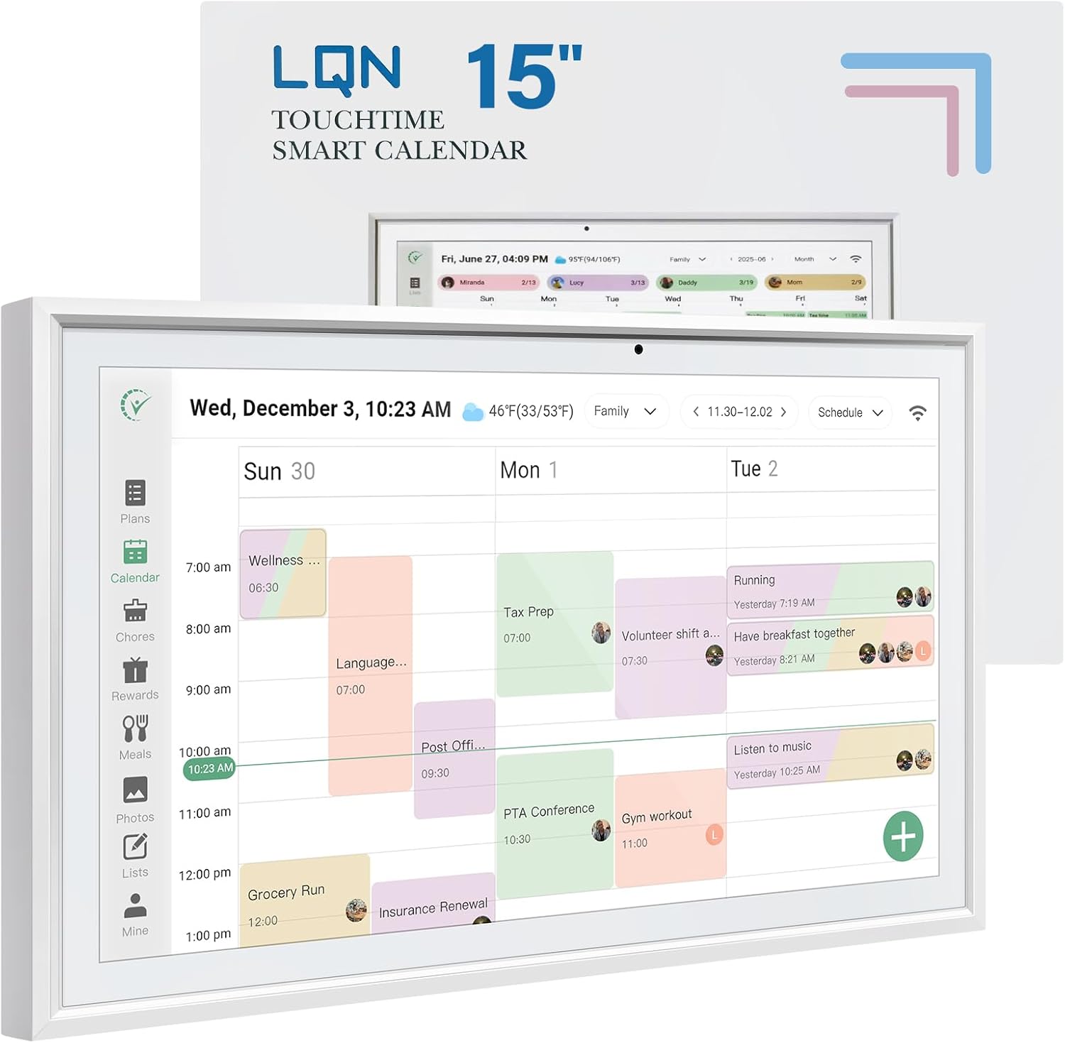 Digital Calendar 15.6 Inch Smart Electronic Family Planner with Chore Chart Display, IPS HD Touch Screen with WiFi App Control, Share Photos, Videos and Sound Reminder, Gifts for Women Men, Gifts for Mom Dad, Desk Calendar Refills,white