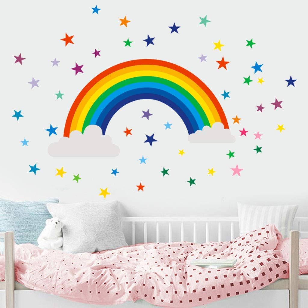 Wall Stickers,veyikdg Home Decor Rainbow Sign Sticker Decal Bedroom Vinyl Art Mural Fridge Kitchen Art Wall Papers Bedroom Bathroom Living Room Dining Room Door Self Adhesive Murals (Multicolor)