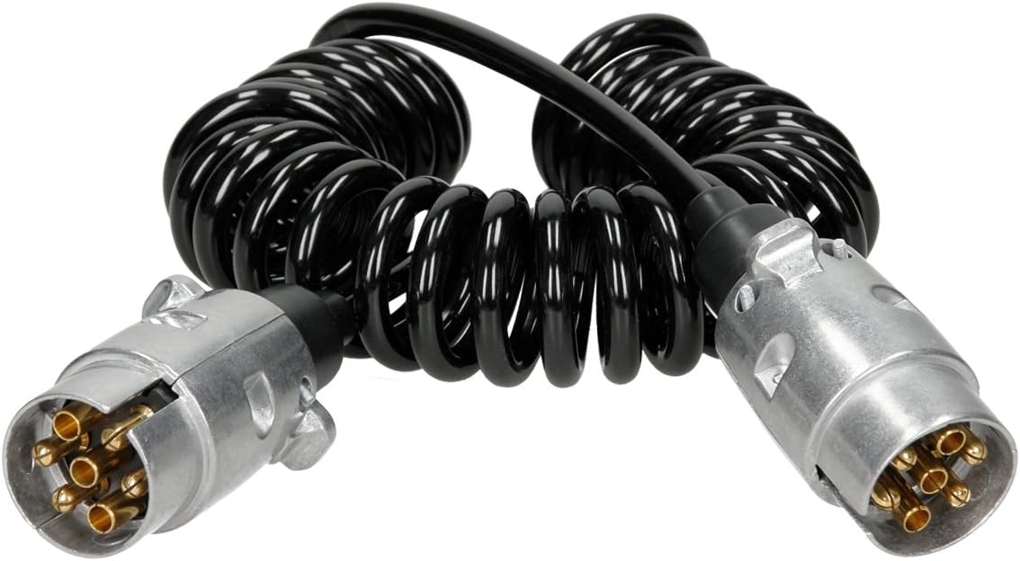 ECD Germany 3.5m 7 Pin Trailer Board Plug Extension Lead Towing Electrical Power Socket Wiring Spring Cable Connector Towbar Wire Couplings Circuit Truck Car Caravan
