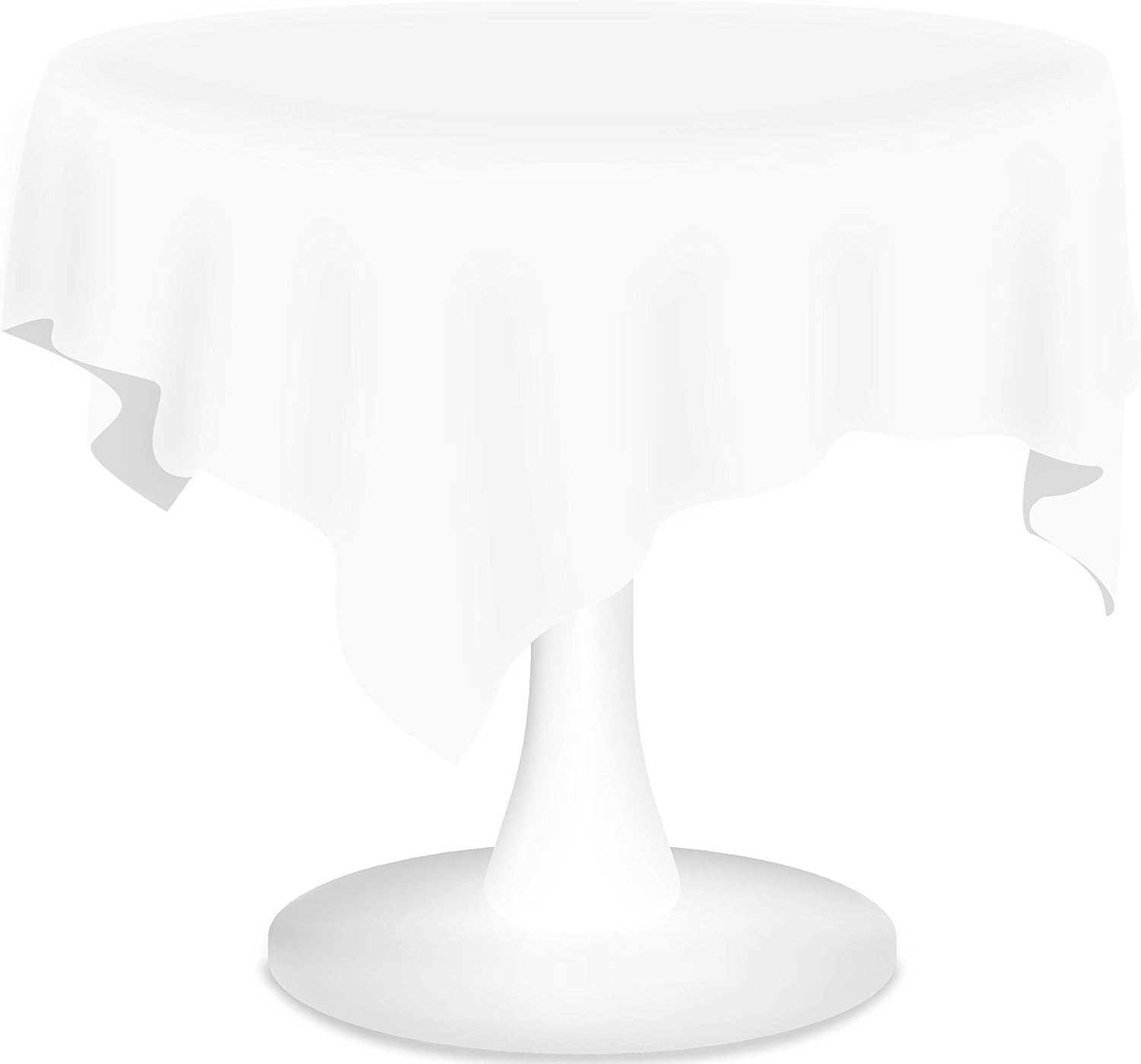 White Plastic Tablecloths 12 Pack Disposable Table Covers 84 Inch Circle Shower Party Tablecovers PEVA Vinyl Table Cloths for Round Tables up to 6 ft and Picnic BBQ Birthday Wedding Catering Banquet