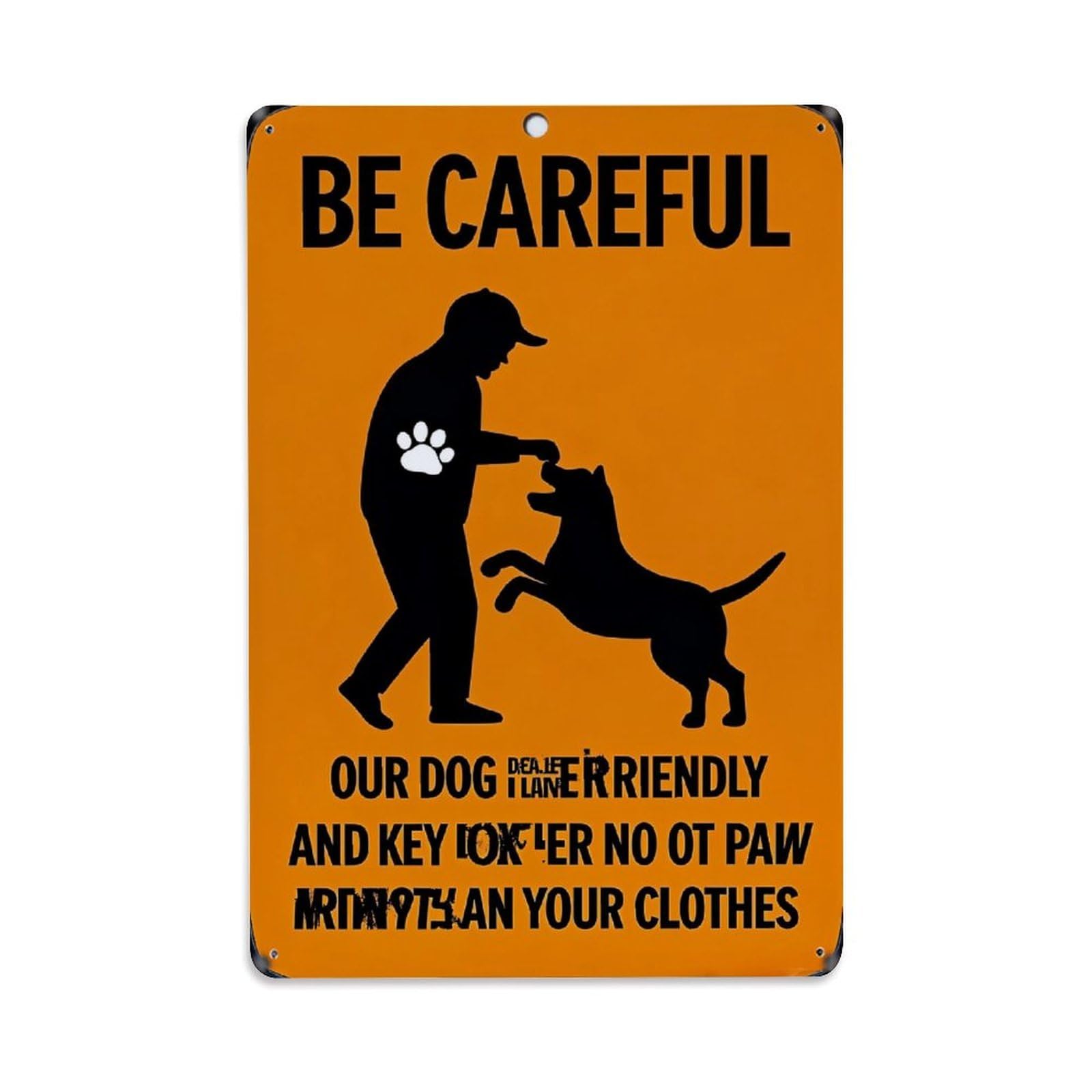 Nestemfo Vintage Be Careful Dog Silhouette Warning Sign Tin Sign Metal Sign, Living Room,Bar, Home, Bedroom Wall Decor,Retro Metal Poster 8X12 Inches