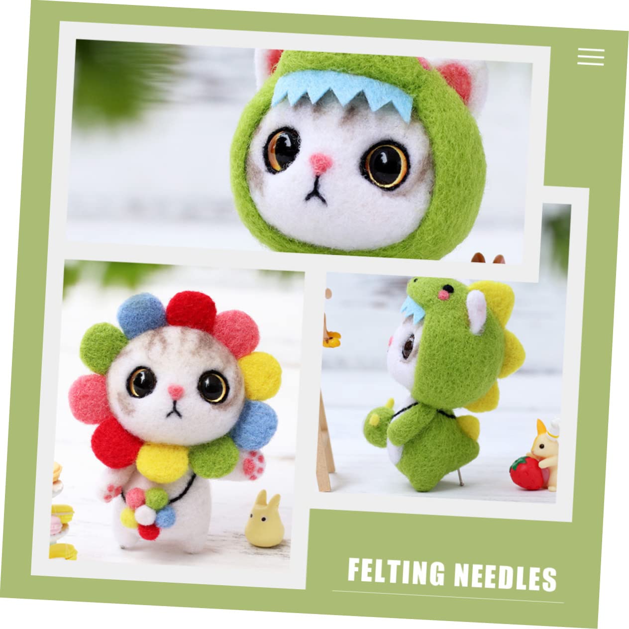 NUOBESTY 6juegos Kit De Fieltro Para Principiantes Instrucciones Inglés De Felting De Animales Gato Arcoíris y Gato Materiales Completos Para Manualidades Creativas