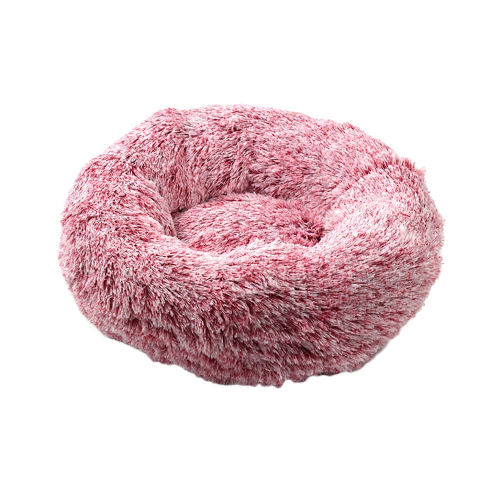 YOUCAI Puppy Bed for Medium Small Dogs Cats Non-Slip Bottom Fluffy Calming Kitten Bed for Small Dog and Puppy Plush Cuddler Pet Bed Round Plush Dog Bed,C-Pink,110cm