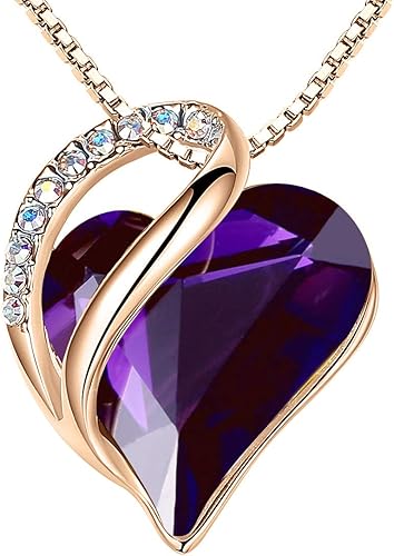 Leafael Collar con colgante de corazón de amor chapado en oro rosa de 18 quilates con piedra curativa de cristal para mujer 18 pulgadas 2 pulgadas