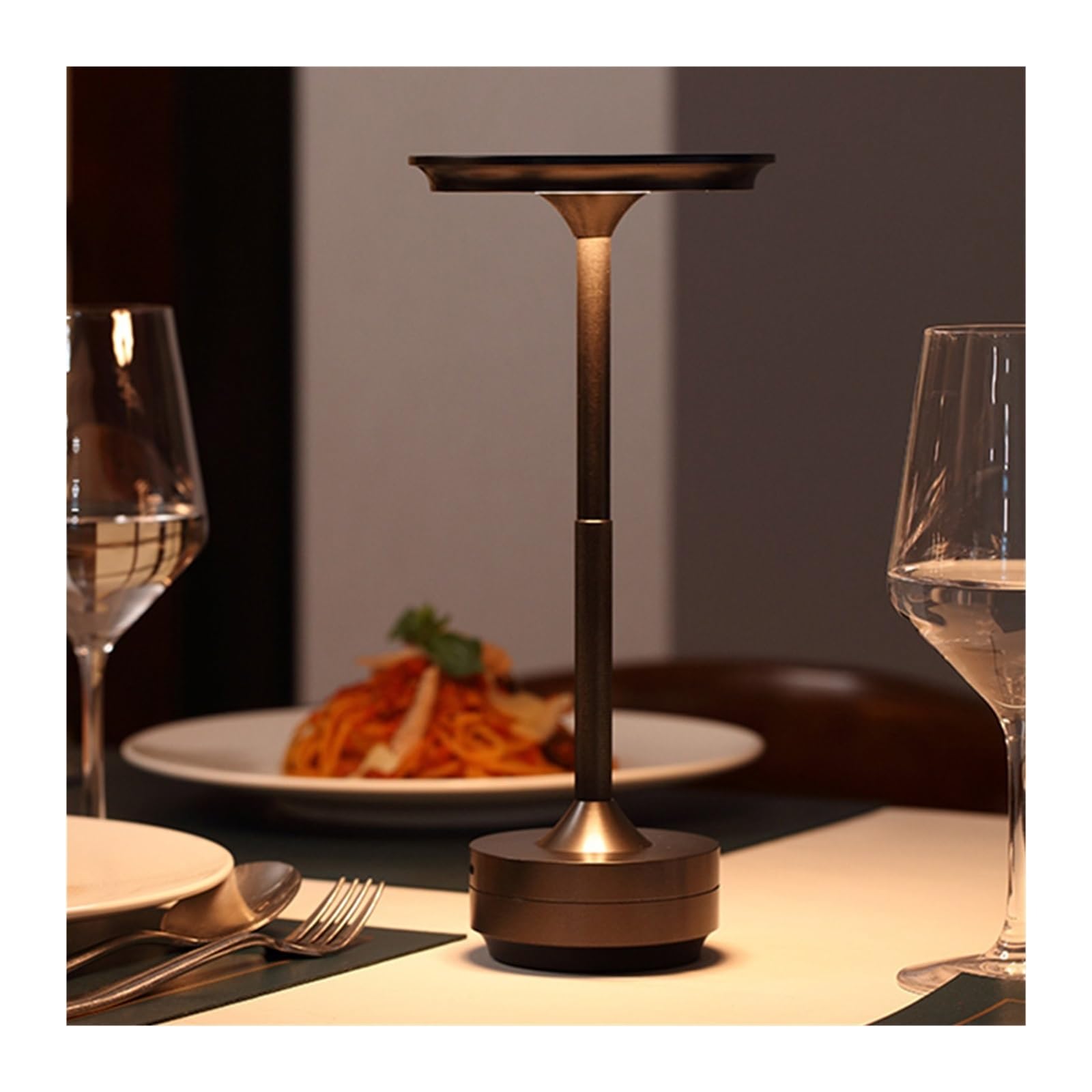 Lámpara de mesa LED recargable por USB, luz ambiental para | La batería incorporada de gran capacidad admite largas horas de espera, sin cables de(Silver)