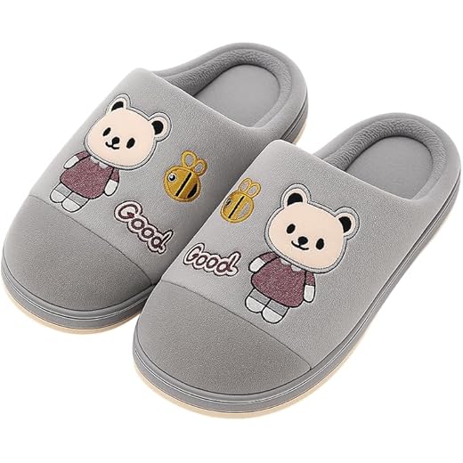 Cute Bear & Bee Plush Slippers for Kids