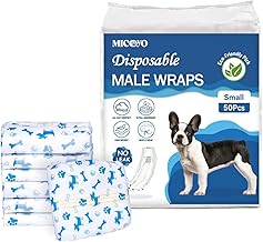 MICOOYO Disposable Dog Diapers for Dogs, Pets, Puppies, Super Absorbent with Moisture Indicator (S-20)