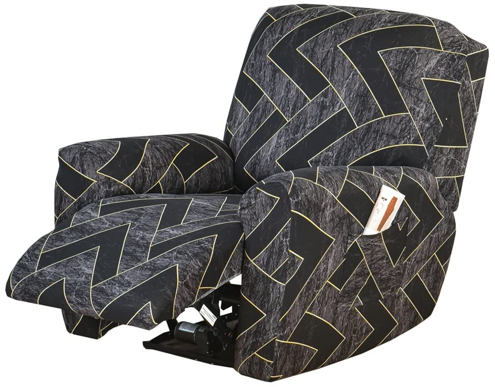 Fallon Collection Slipcover For Recliner With Elastic Bottom - 2/3/1 Seat Reclining Couch Slipcover With Pockets