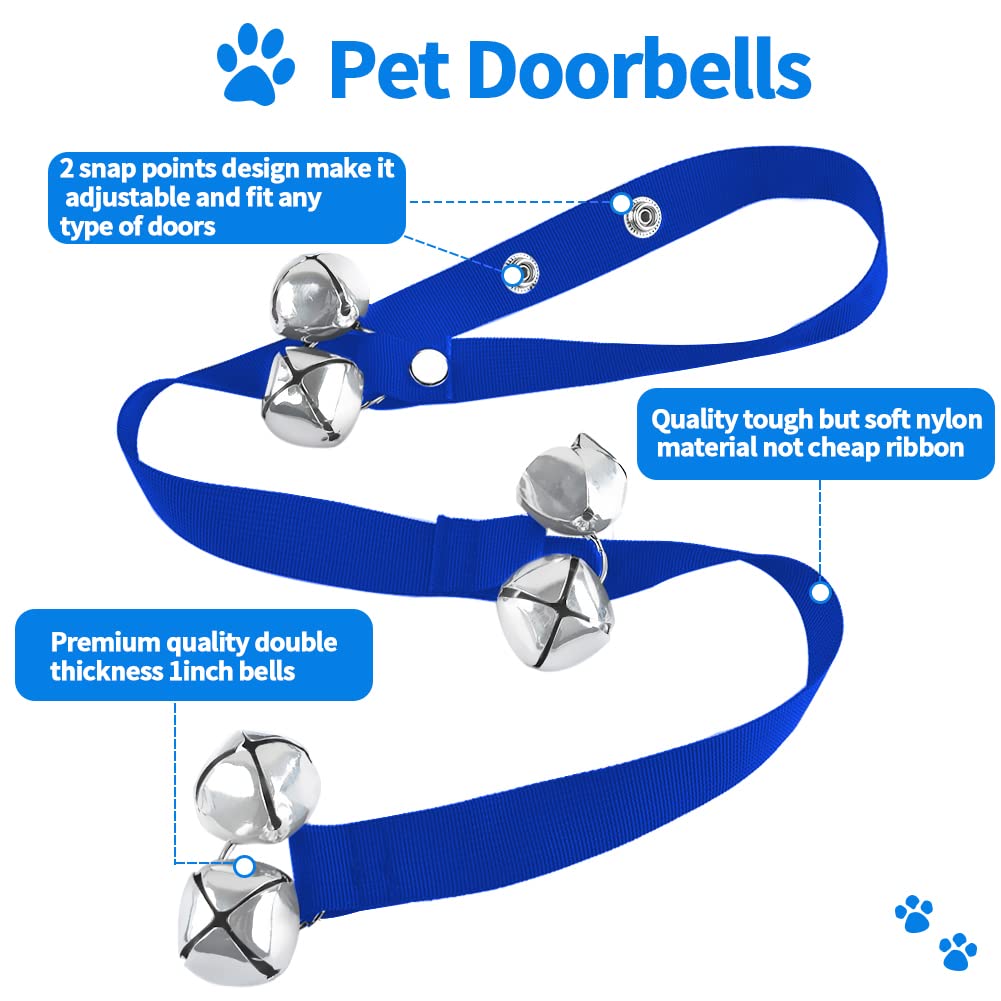 Paquete de 2 timbres de puerta para perros, campanas de entrenamiento para mascotas para salir al aire libre, dispositivo de entrenamiento y comunicación, campana grande para perro, gato,