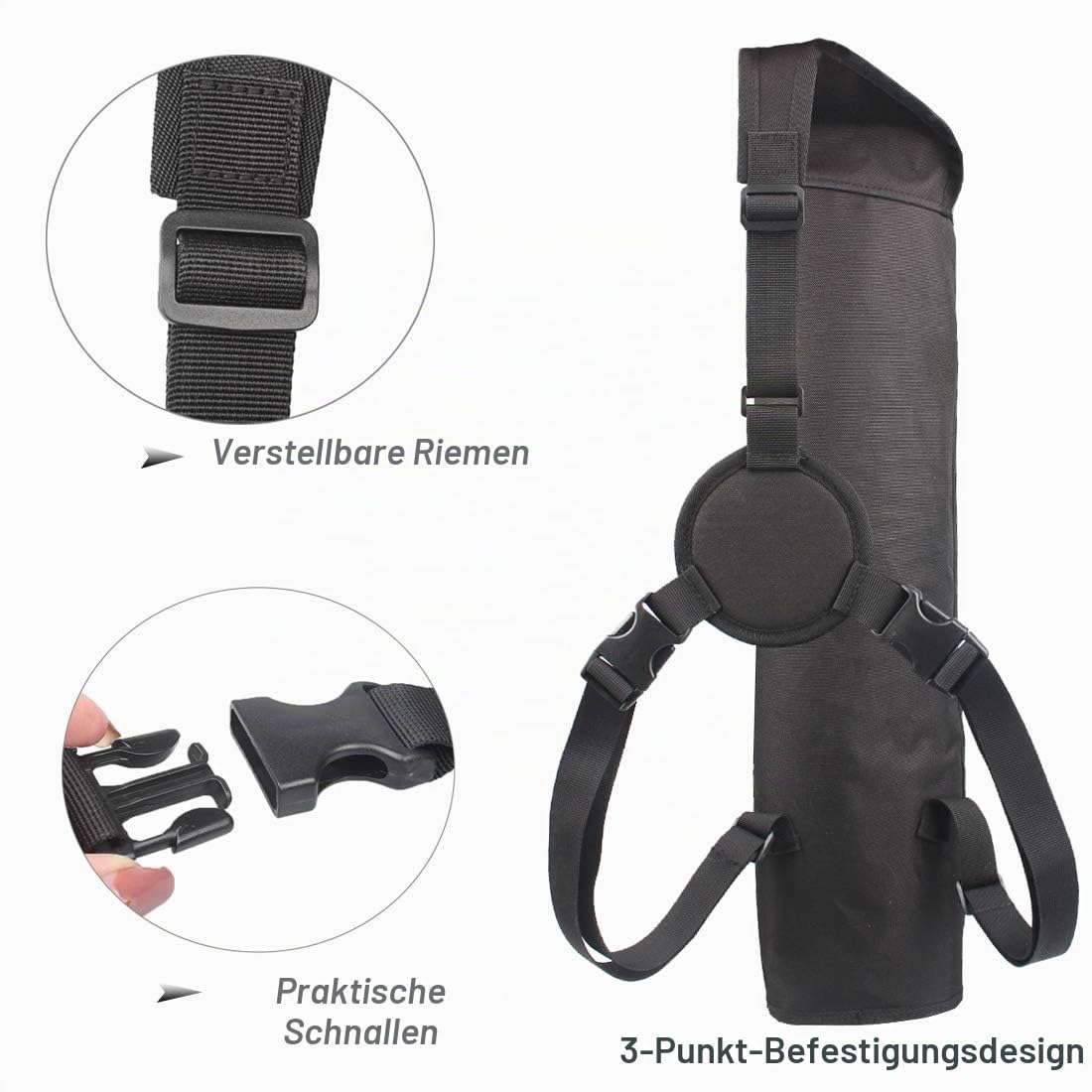MAGARROW Archery Back Arrow Köcher Verstellbarer Molle-Pfeilhalter mit großer Aufbewahrungstasche für die Jagdschießpraxis
