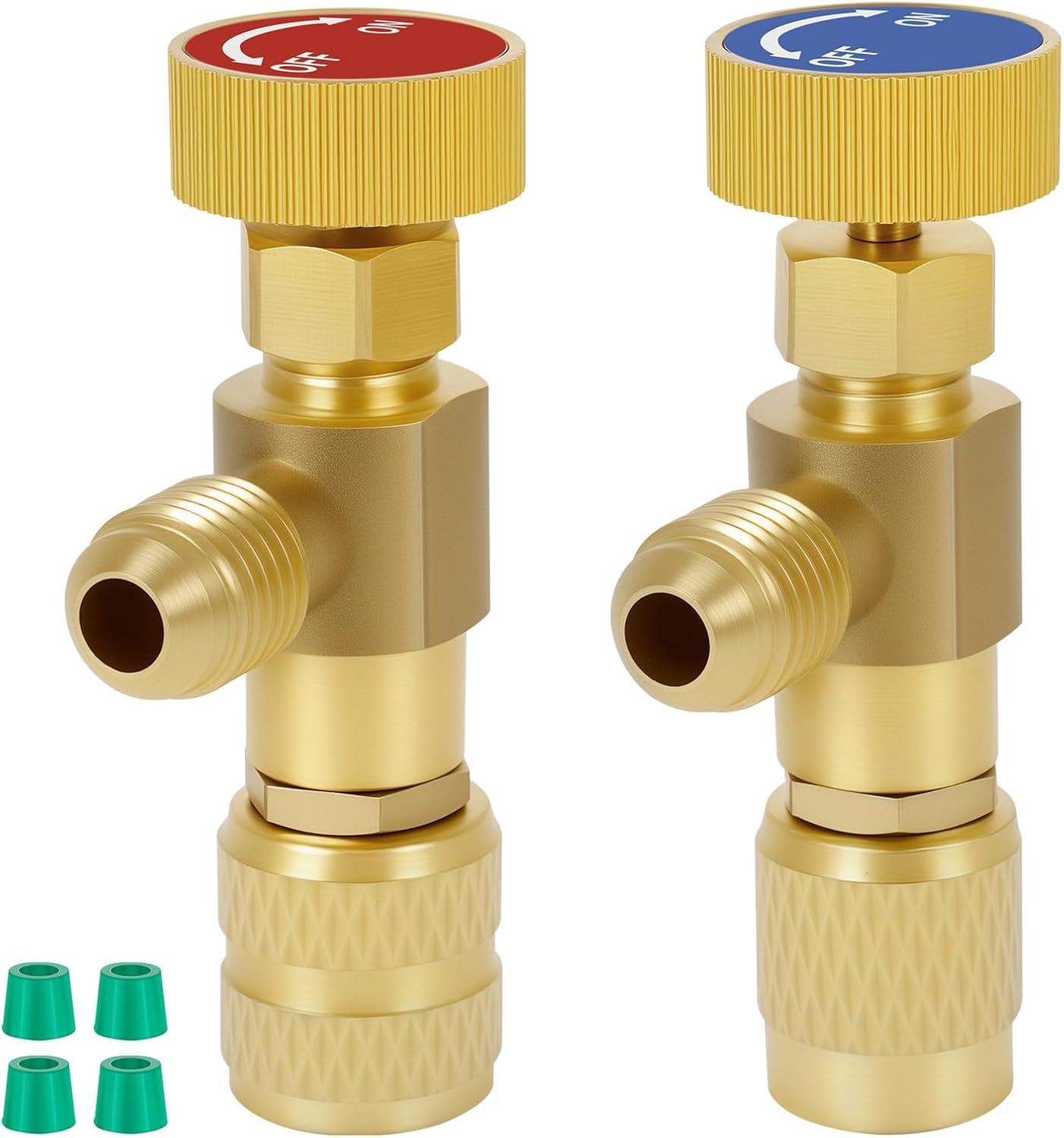 NIHUIFDPY 2Pcs Refrigerant Charging Safety Valve, R410A & R22 Air Conditioning Adapters, 1/4" Male to 1/4" Female Brass Connector, No Leakage Anti-Freezing HVAC Tool-image-11