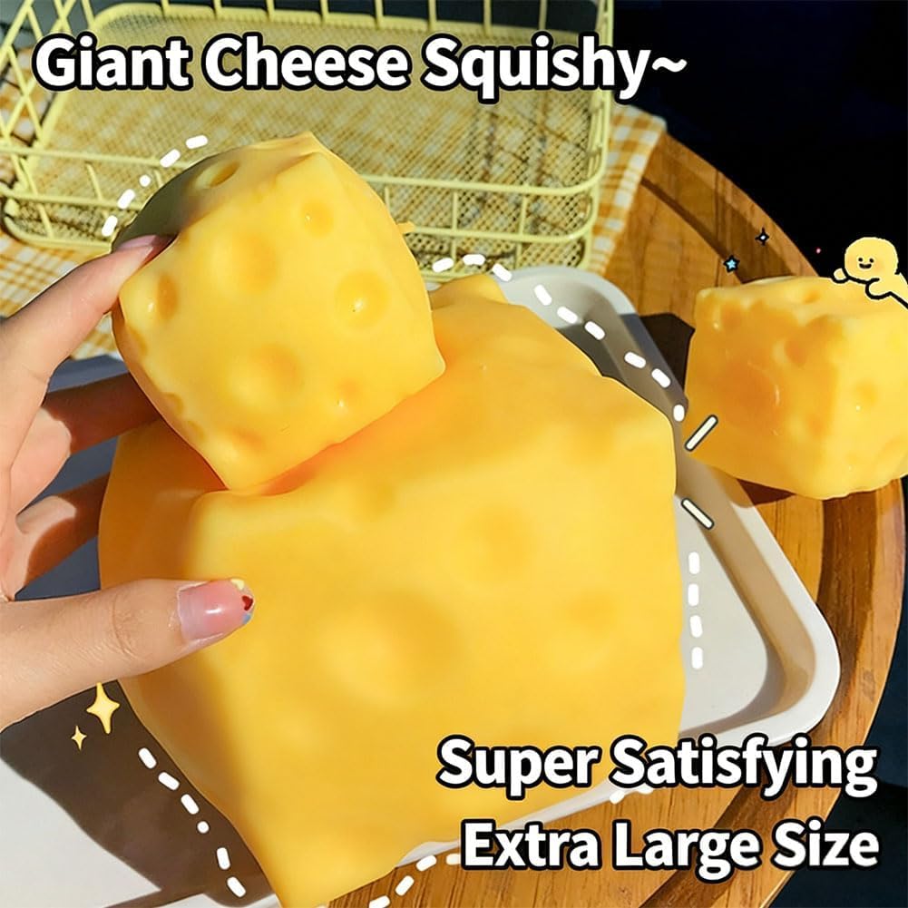 Big Cheese Squishy, Giant Squishy Cheese Block, Jumbo Squeeze Cheeses, Yellow Rebounding SquishyCheesess, Soft Novelty Toy for Adults (5cm) — view 6