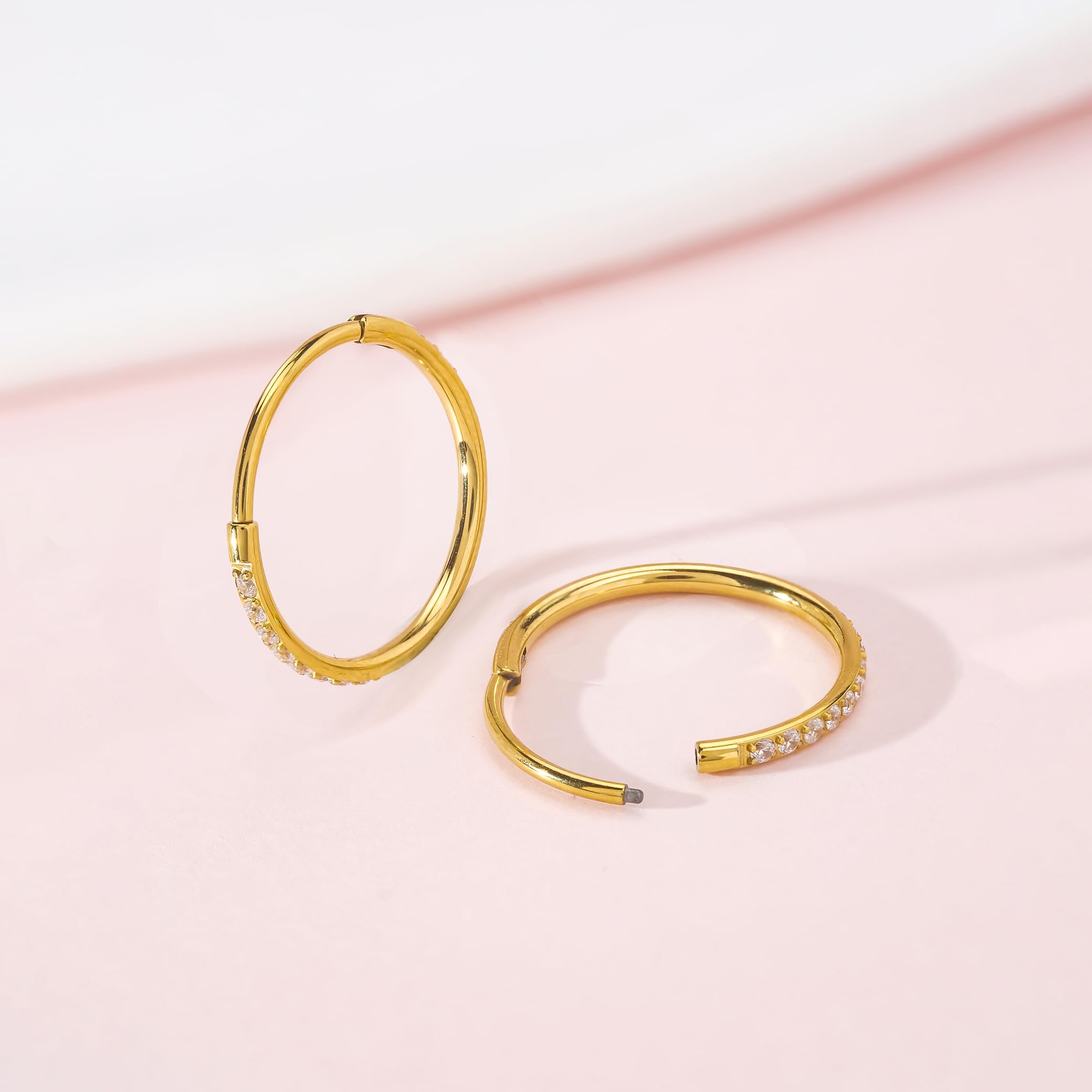 Limerencia Orecchini a Cerchio per Donna Uomo Bambina, 8-12 mm Orecchini in Titanio con Zircone Cubica, Medico Anallergici Orecchini per Orecchie Sensibili