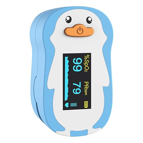 Wellue Oxímetro de pulso para niños saturación de oxígeno en sangre para niños y monitor de frecuencia de pulso con baterías cordón azul modelo FS20P