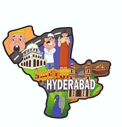 India Souvenir Wooden MDF Hyderabad Fridge Magnet (Multicolour) M-522