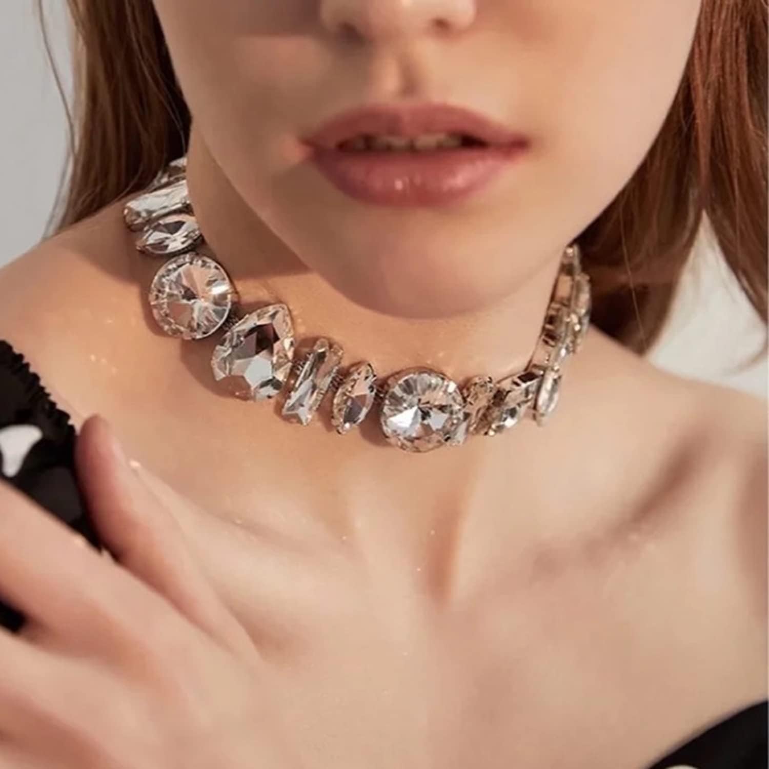 wekicici Irregular Crystal Choker Necklace Rhinestone Chokers Adjustable Necklaces Chain Fashion Wedding Statement Bridal Necklace Luxury Accessories for Women - Image 5