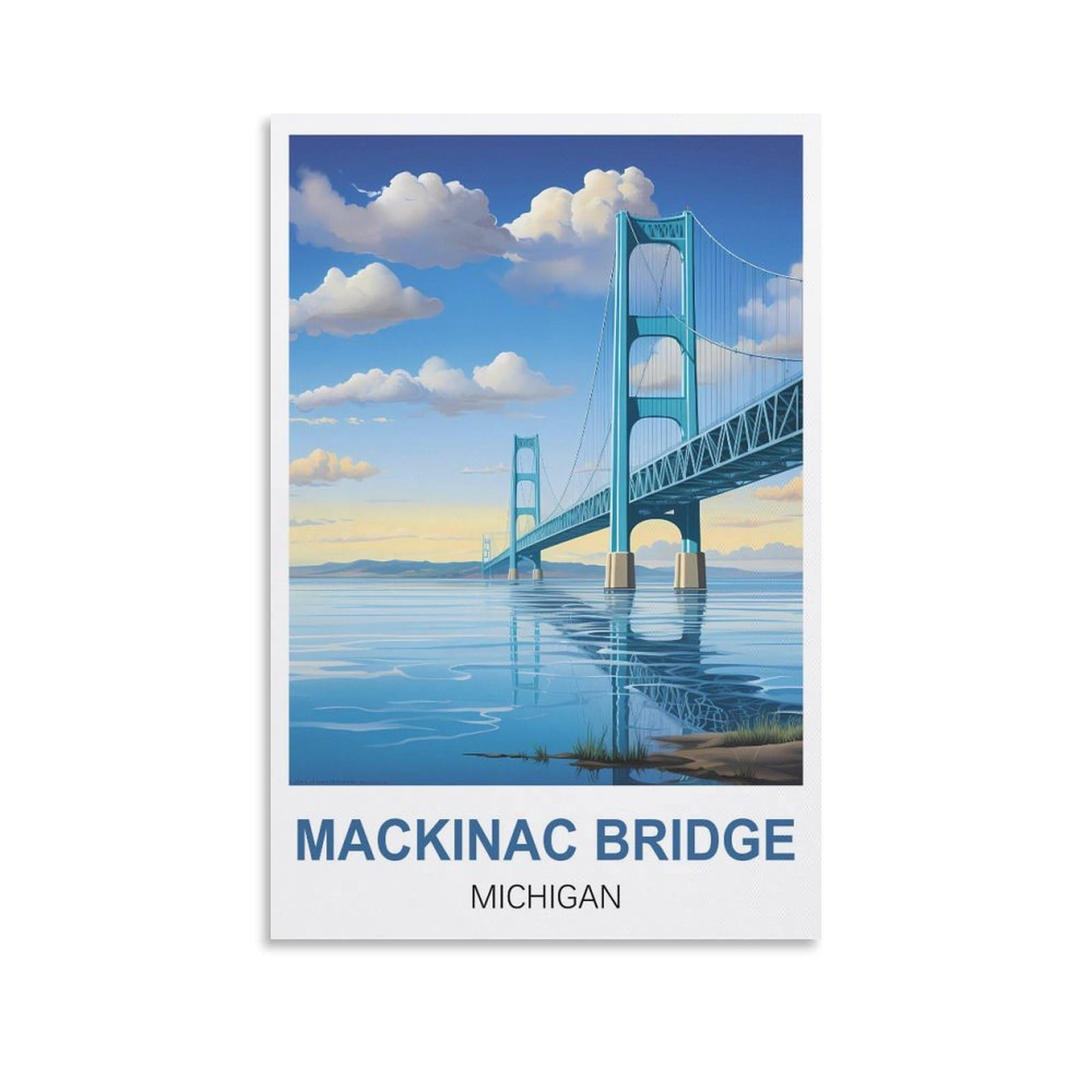 EZMLFA 5D Diamond Art Kits for Beginner,Mackinac Bridge Michigans,Diamond Art House DIY Diamond Art Kits for Home Wall Decor 30x40cm