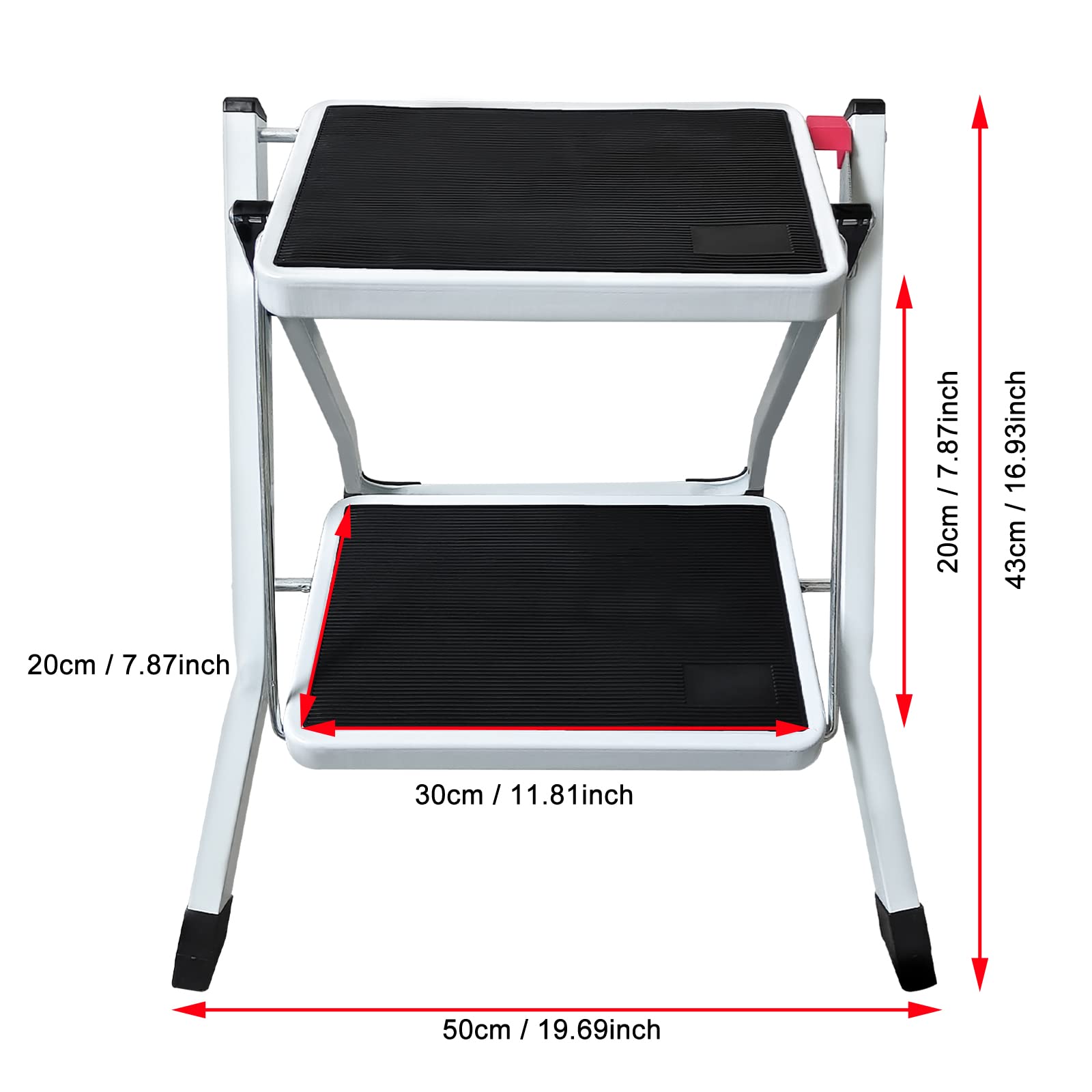 2 Step Ladder Stool 45CM Height Safety Anti-Slip Ladder For Home