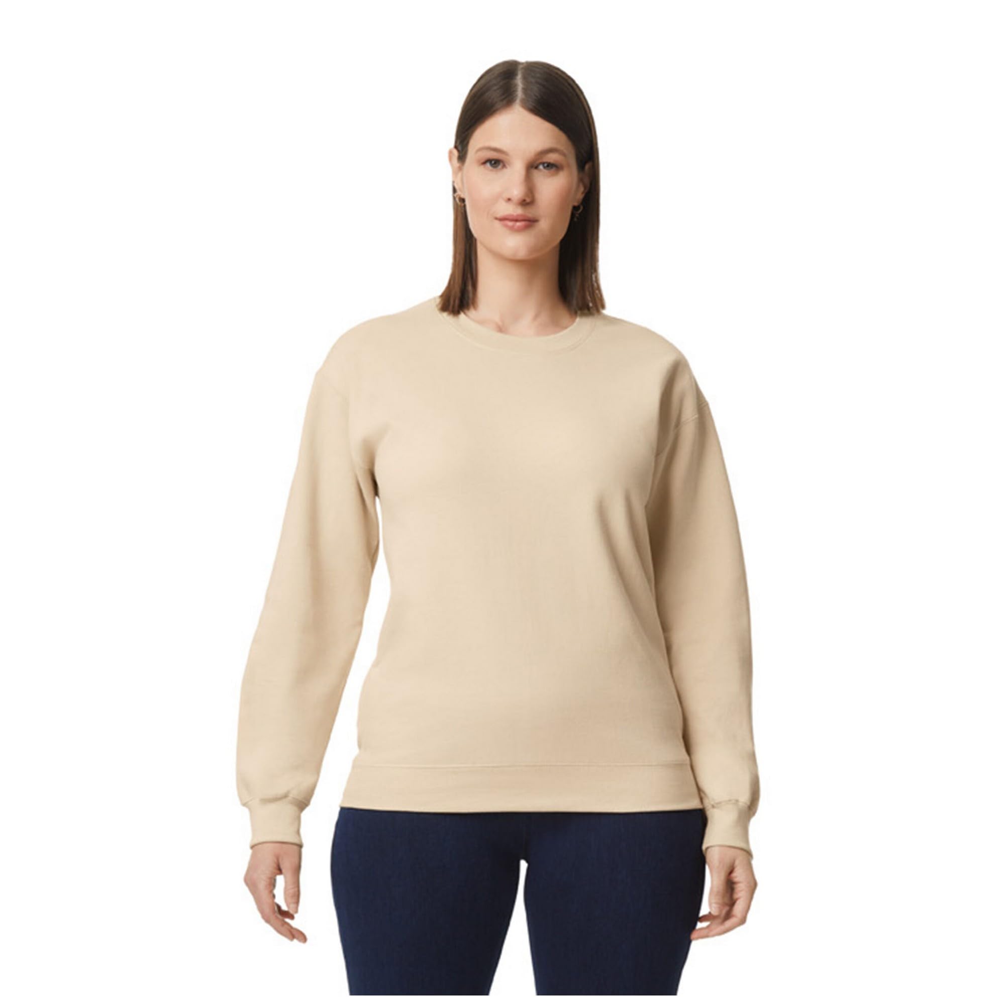 Gildan Unisex Adult Softstyle Fleece Midweight Pullover (L) (Sand)
