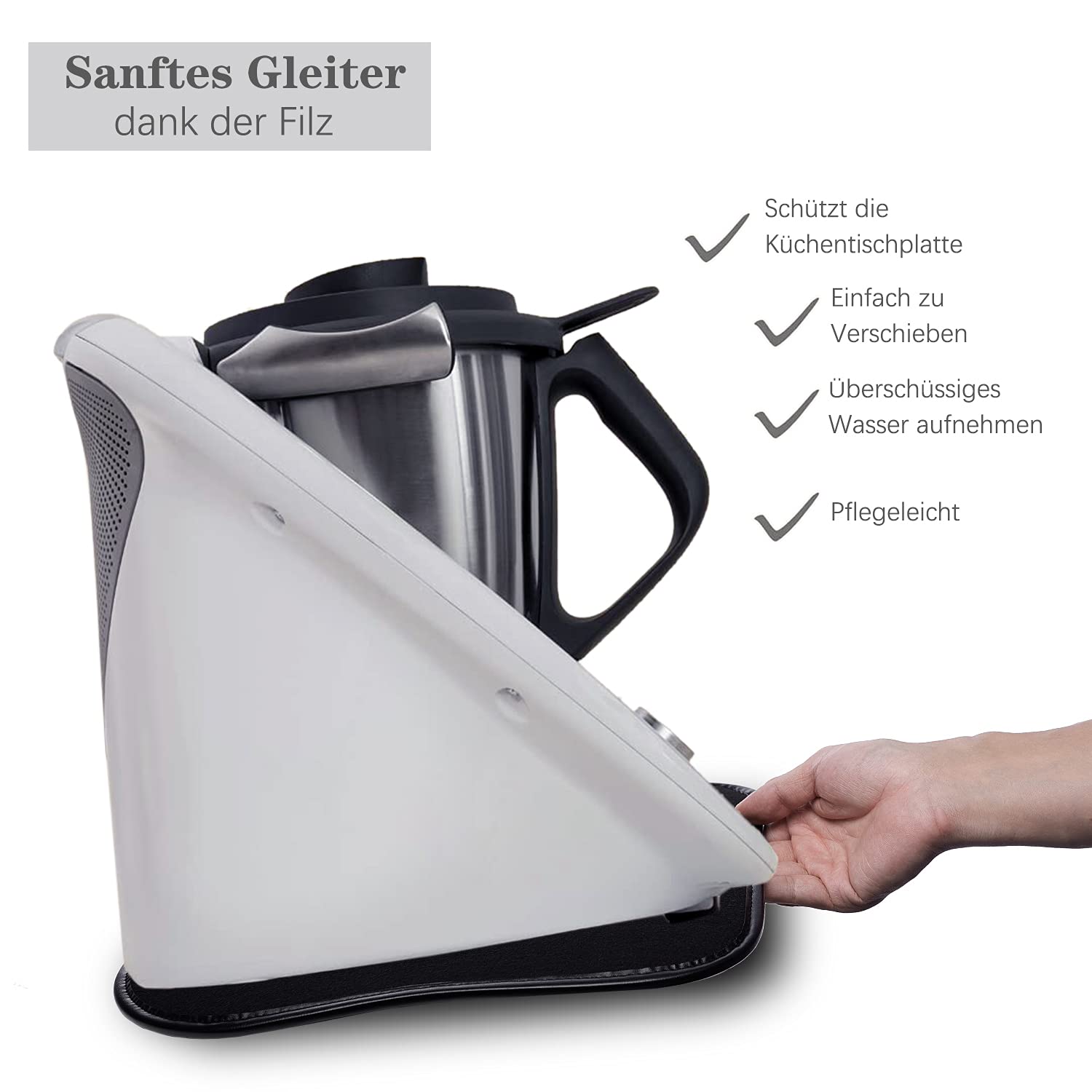 LiangMai Planche De Glissement Thermomix TM6 TM5 TM31 - Tapis Antidérapant Déplacement Facile Noir L