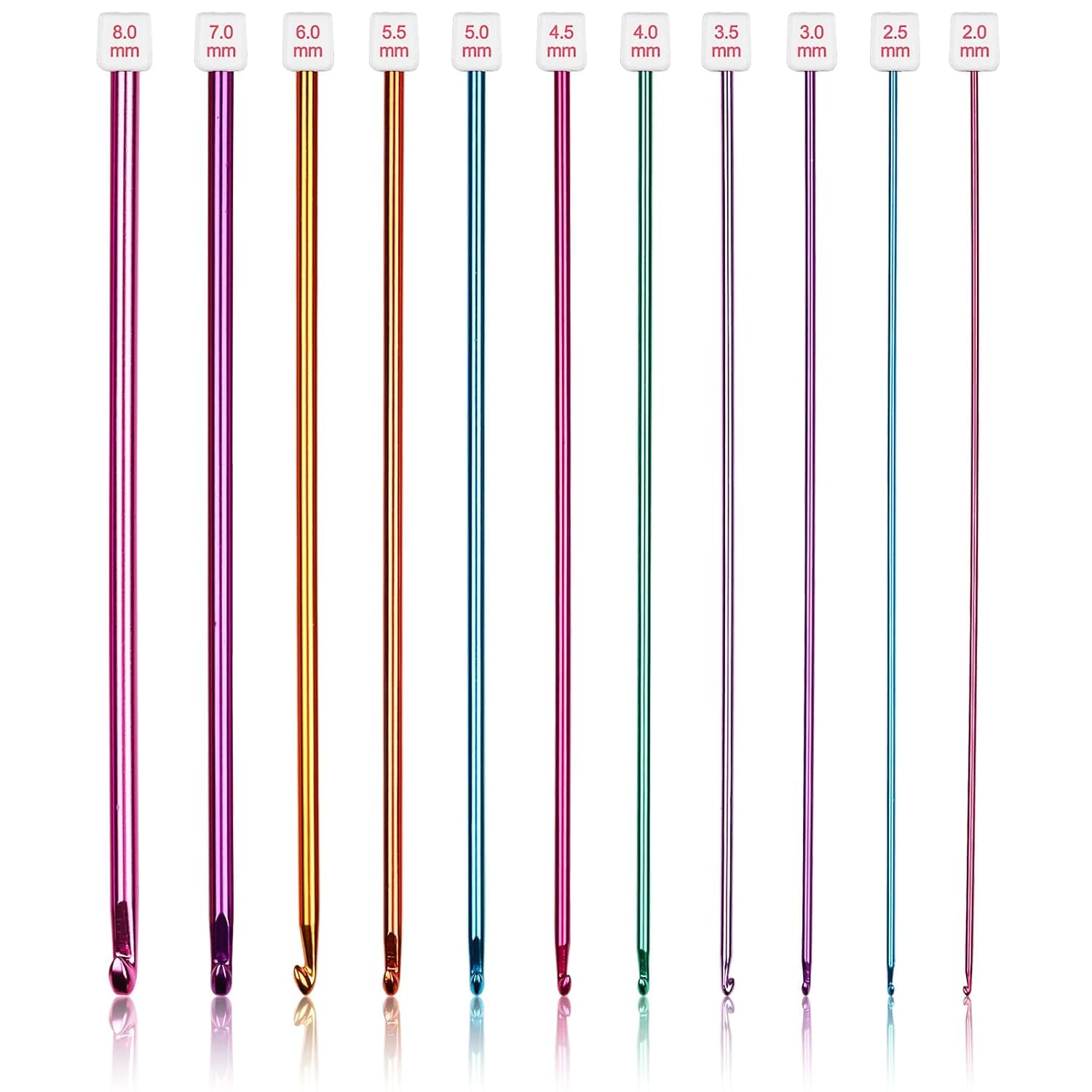 ZANOTTRA 11pcs Long Crochet Hook Set, 2 to 8mm Aluminum Knitting Needles Set Crochet Hooks, Tunisian Crochet Hooks Metal Multicolour Knitting Tools Set, Great Knitting & Crochet Supplies for Beginners-image-30
