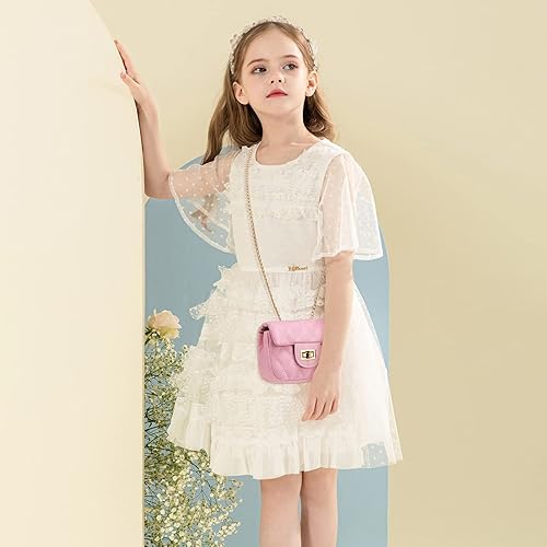 Miniatura 6 de Bolso para niñas pequeñas, bolso de hombro para niños pequeños, bolso cruzado de princesa, bolso para niñas con gafas de sol, Rosado, Moda