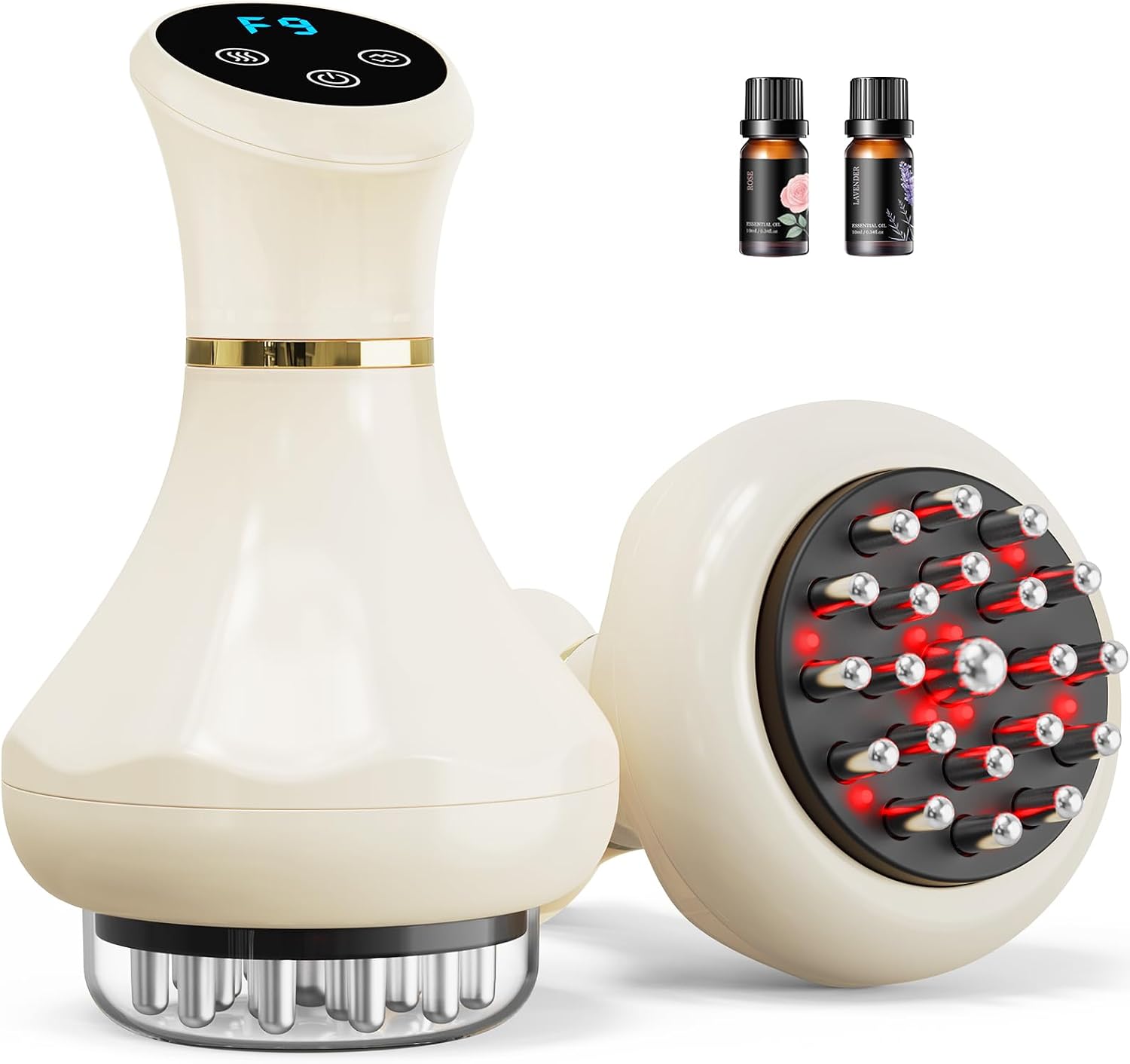 Lymphatic Drainage Massager, Handheld Massager for Legs, Arms, Belly & Cellulite Areas, Body Sculpting Machine with Red-Light, 9-Level Heat & Vibration