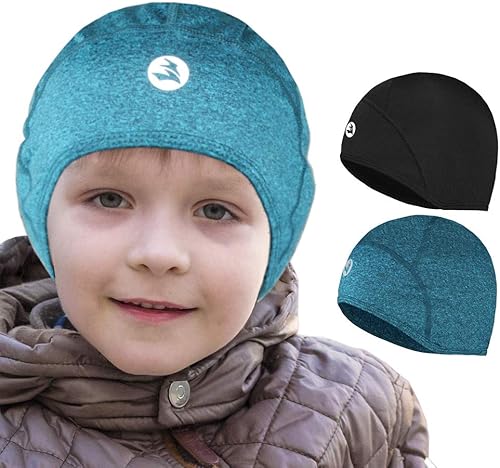 Miniatura 1 de EMPIRELION Gorras térmicas para niños con diseño de calavera ligeras para correr con orejas delgadas para niños y niñas
