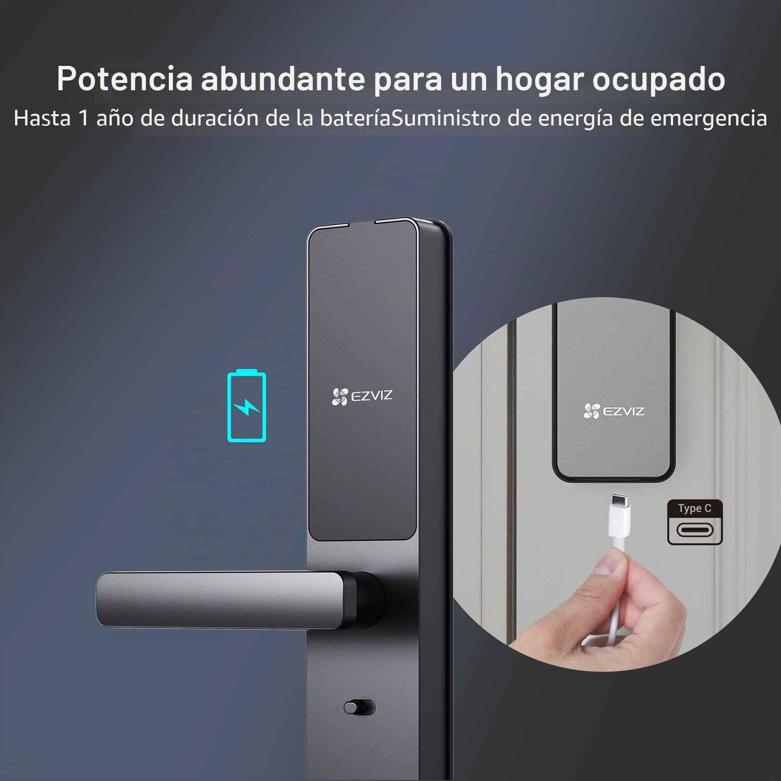 EZVIZ Cerradura inteligente DL05, cerradura de puerta de entrada sin llave 7 en 1, con acceso por huella dactilar: entrada sin llave segura, opciones de desbloqueo múltiples, alertas instantáneas