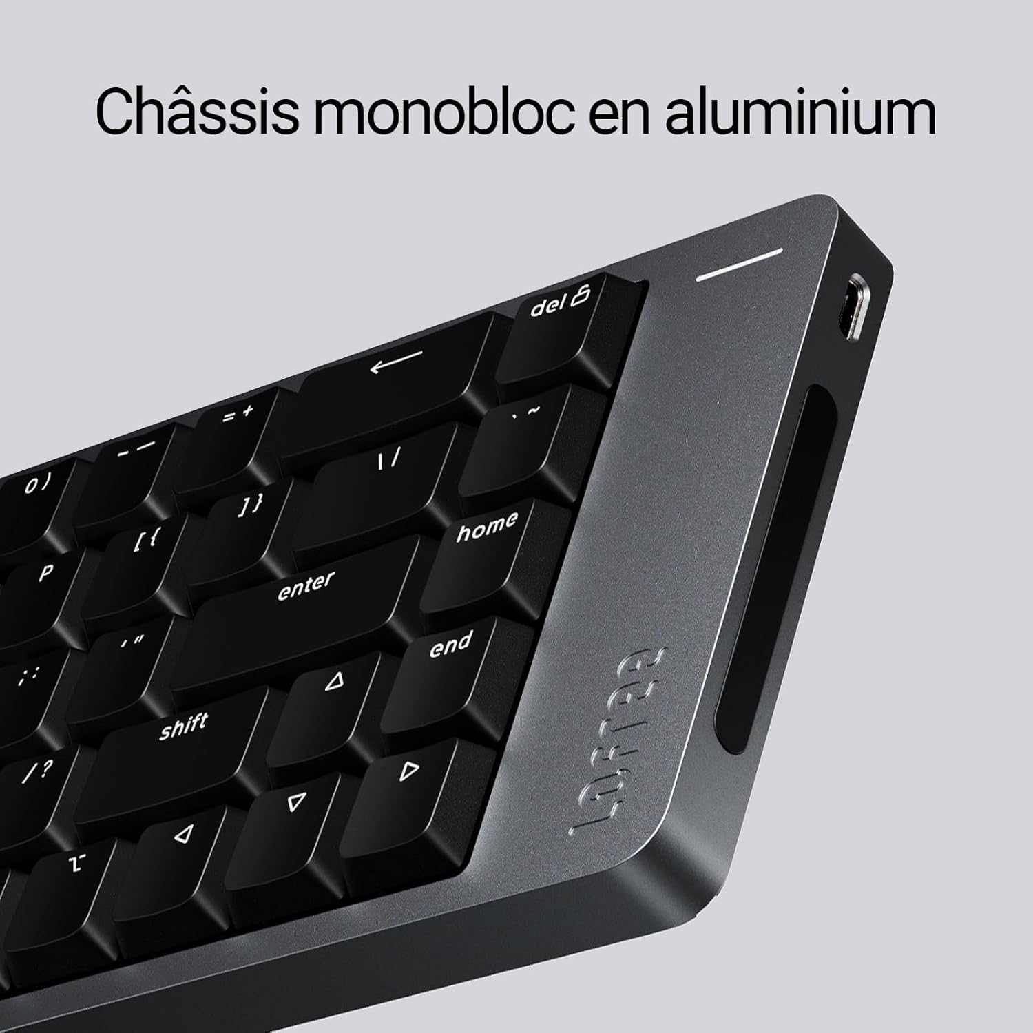 Flow2 Clavier mécanique à profil bas (disposition américaine) - Alliage d'aluminium avec commutateurs tactiles pulsés - Clavier sans fil rechargeable avec 3 modes de connexion pour Windows, MacOS