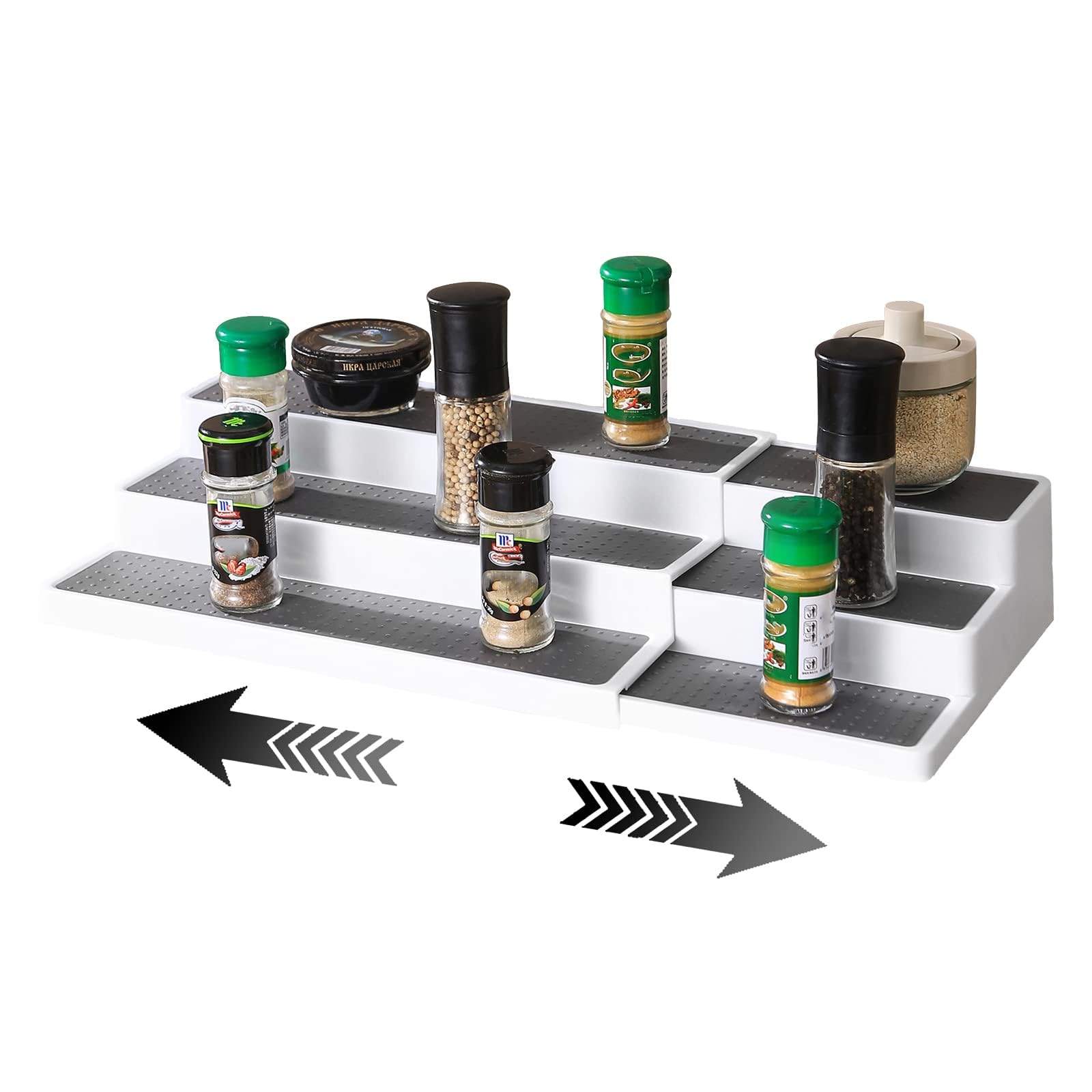 DOOKOO 3-Tier Expandable Spice Racks,Non Skid Spice Rack Organizer for Cabinet,Kitchen Seasoning Shelving Organizer Spice Storage for Inside of Cabinet Countertop