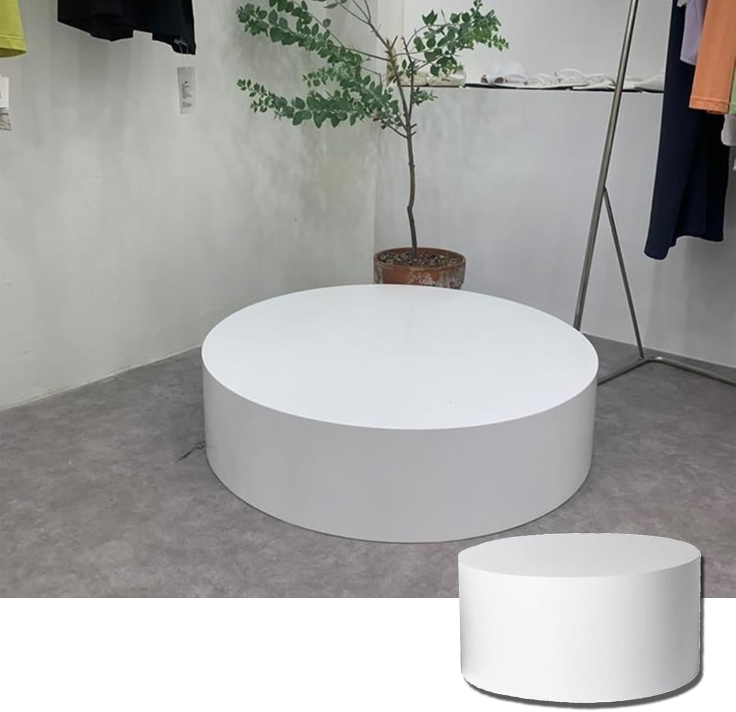 Espositore Rotondo - Supporti Multifunzionali in Legno per L'allestimento di Eventi Espositori Ideali per Feste in Live Streaming E Vari Eventi, White, 31.5x11.8in/80x30cm