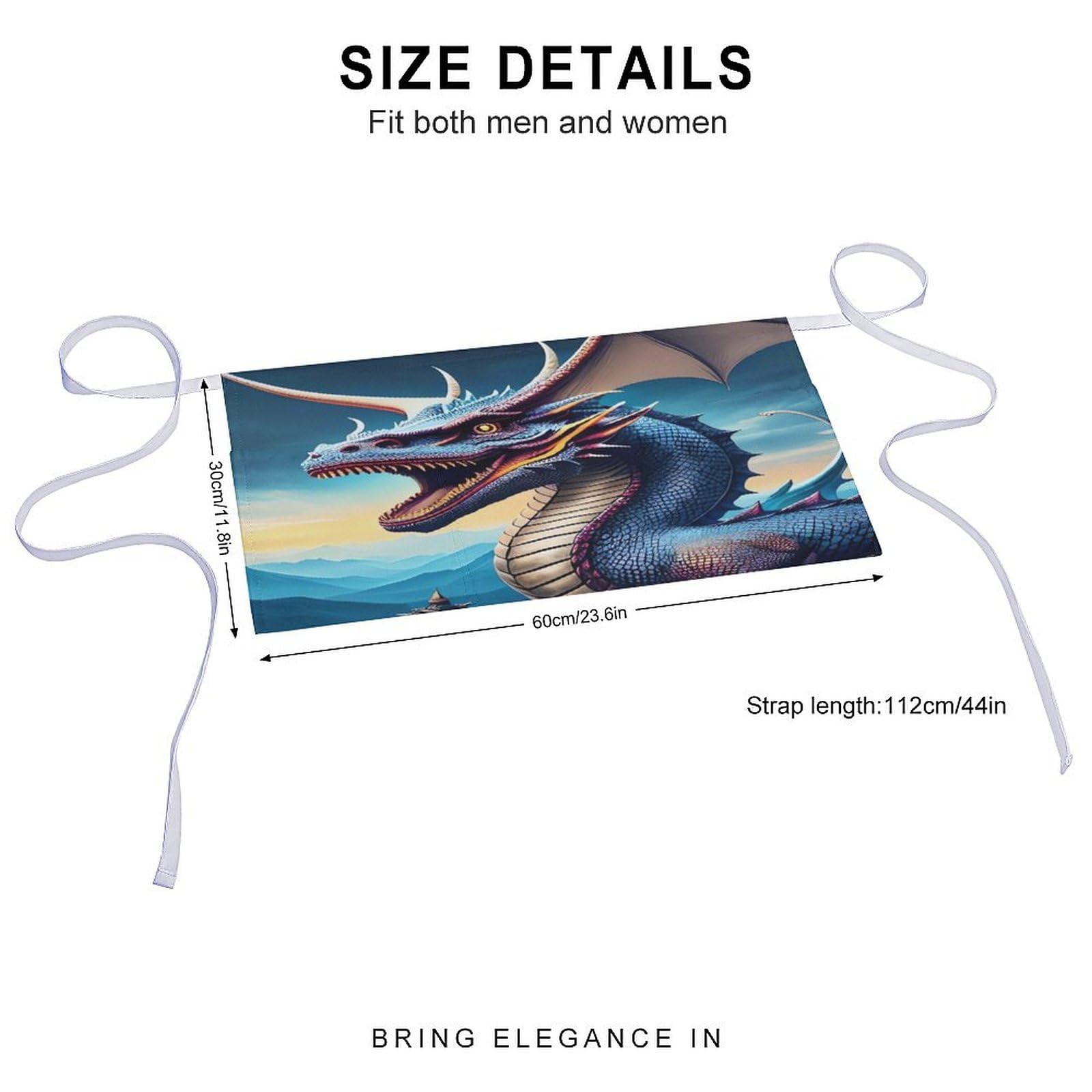 DJUETRUI Roaring Dragon Adjustable for Women Men with Pockets Extra Long Lab Apron Butcher Apron Oxford Cloth Cotton Apron for Kitchen Cooking Baking