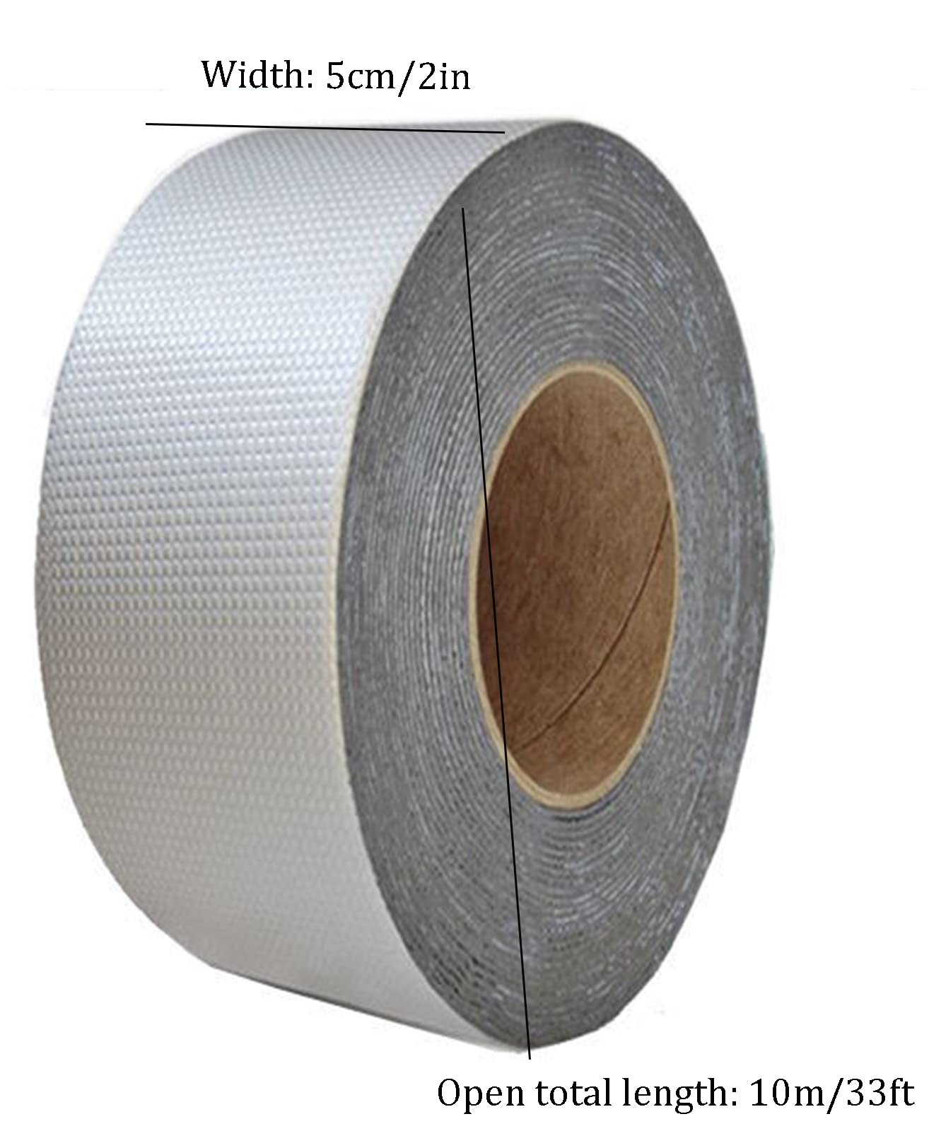 Cinta de butilo, cinta de butilo impermeable, 2/4 pulgadas x 16/33 pies, cinta de aluminio con adhesivo de goma de butilo para ventanas y techos de metal, parches (5 cm x 10 m)