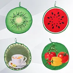 Toalhas de cozinha com laço para pendurar, conjunto de 4, panos de prato de mola de algodão para secar pratos, 25,4 x 25,4 cm, decoração de casa de fazenda, verde