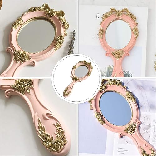 Miniatura 6 de 1pc mango espejo viaje lente corazón en forma de herramientas de maquillaje rosa