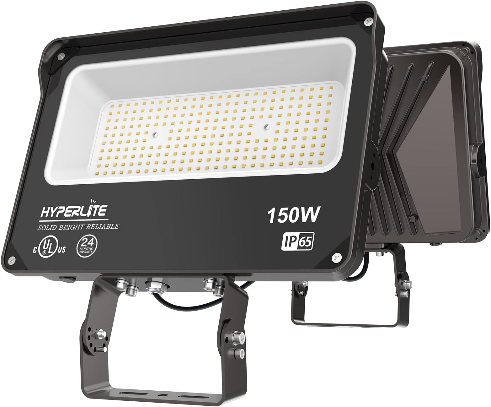 HYPERLITE LED Flood Light 150W 2 Pack 18000LM 5000K Daylight IP65 Waterproof Outdoor Floodlights UL Certified for Court,Garden,Warehouse