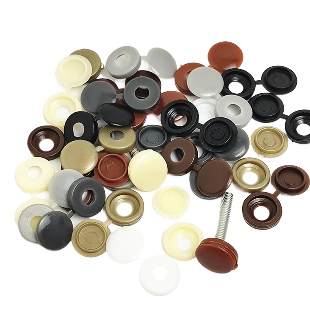 Screw decorative cover 800Pcs Screw Caps Protective Plastic Fold Snap Cover Fixing Self Tapping Decorative Hardware Furniture Fittings(Light Gray)