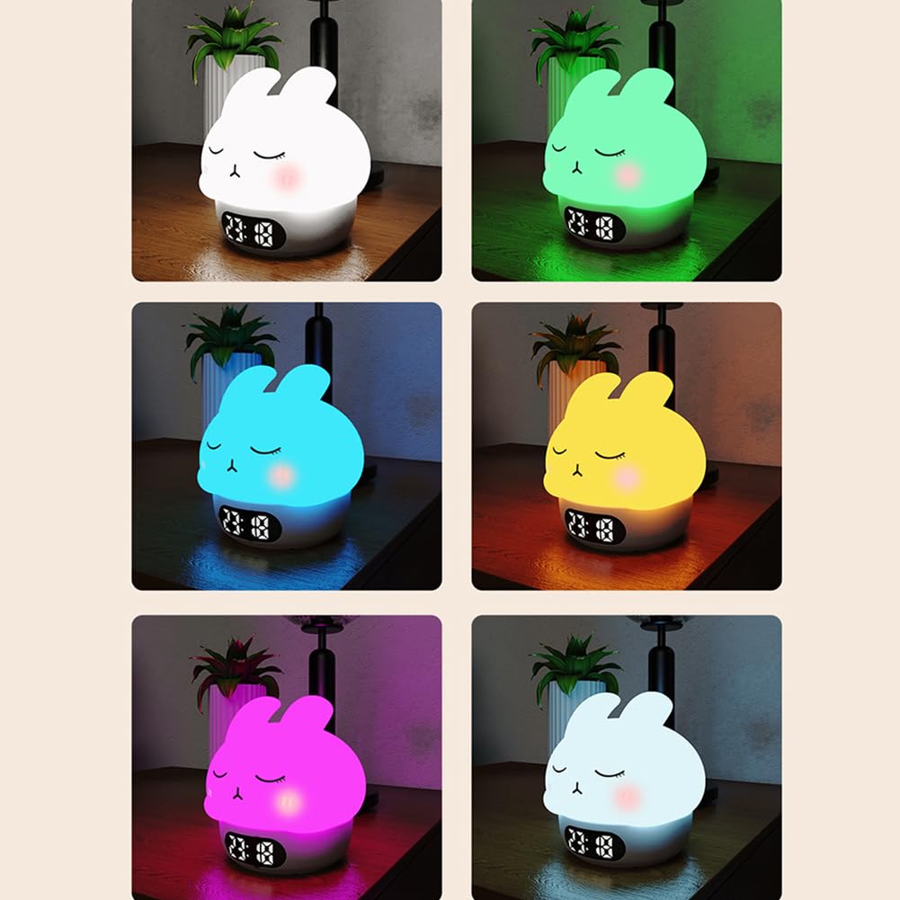 Silikonowa dotykowa lampka nocna z budzikiem ładowana przez USB lampka nocna kreatywna zwierzę pat lampa 1200 mAh LED królik lampka nocna
