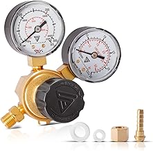 STAHLWERK Mini-Druckminderer ST-215 nach DIN-Norm EN ISO 2503 Druckregler bis 200 bar aus hochwertigem Messing für Argon | CO2 | Mix 18 | Mischgas | Schutzgas für WIG und MIG MAG Schweißgeräte