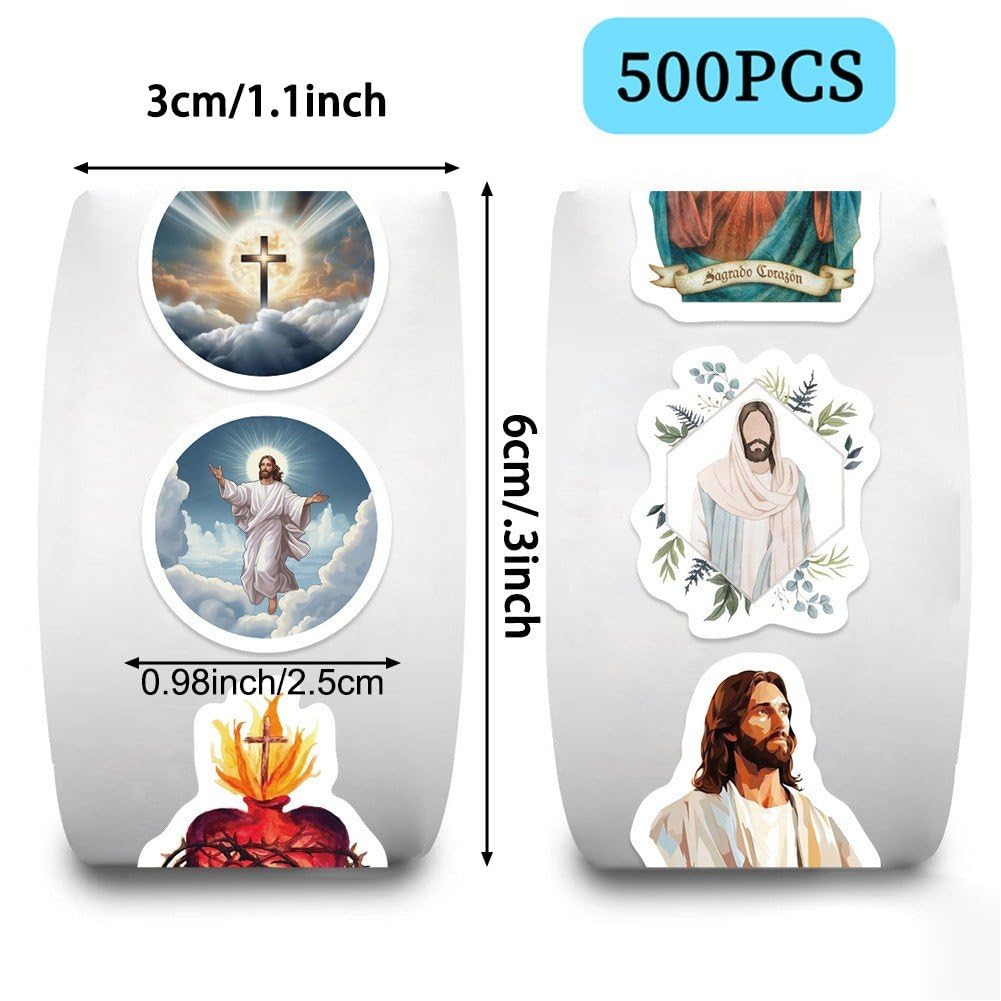 500 Pegatinas Cristianas De Jesús, Rollos De Sellos para Sobres, Pegatinas con Versículos Bíblicos, Calcomanías Religiosas para Niños, Artículos Religiosos, Regalos Cristianos