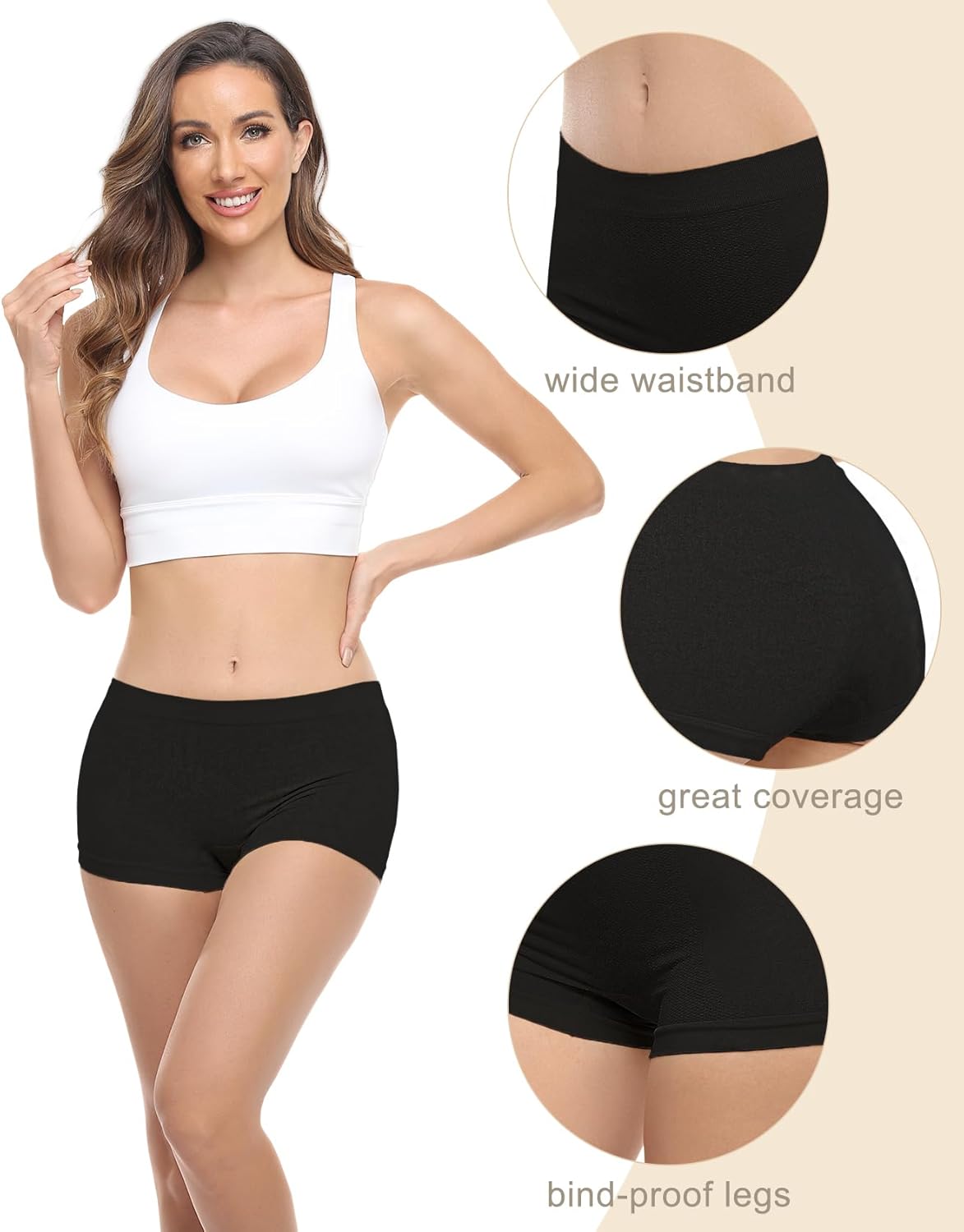 Begrily Boy Shorts Underwear for Women, Ladies Nylon Stretch Comfort Flex Fit Seamless Boyshort Panties Boxer Briefs 5 Pack - Image 4