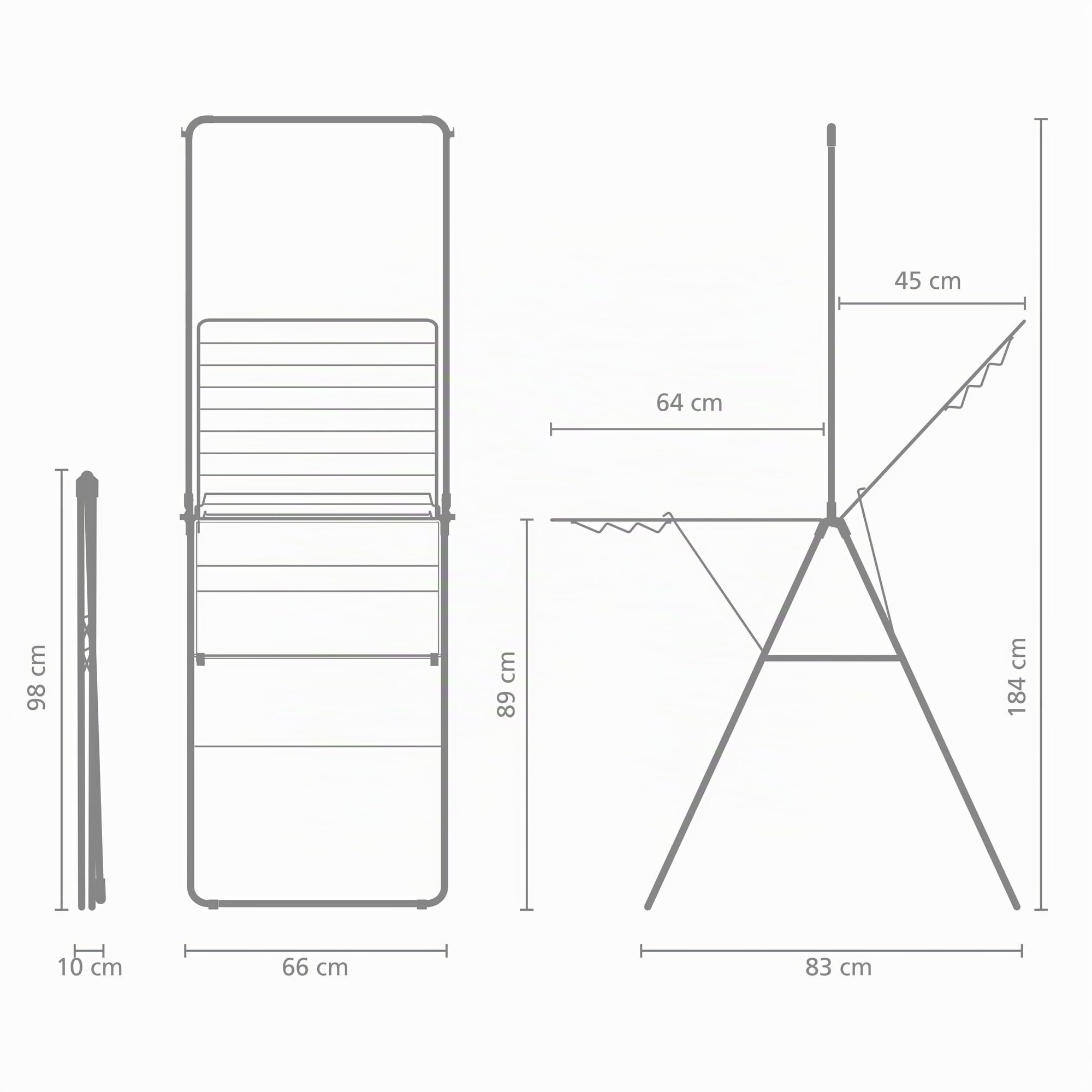 Brabantia Tendedero HangOn 20 m + Barra Matt Black | Espacio para secar Ropa XXL | Alas y Barra de Colgar Ajustables | Tendedero de Interior Plegable | 99 x 7 x 66 cm