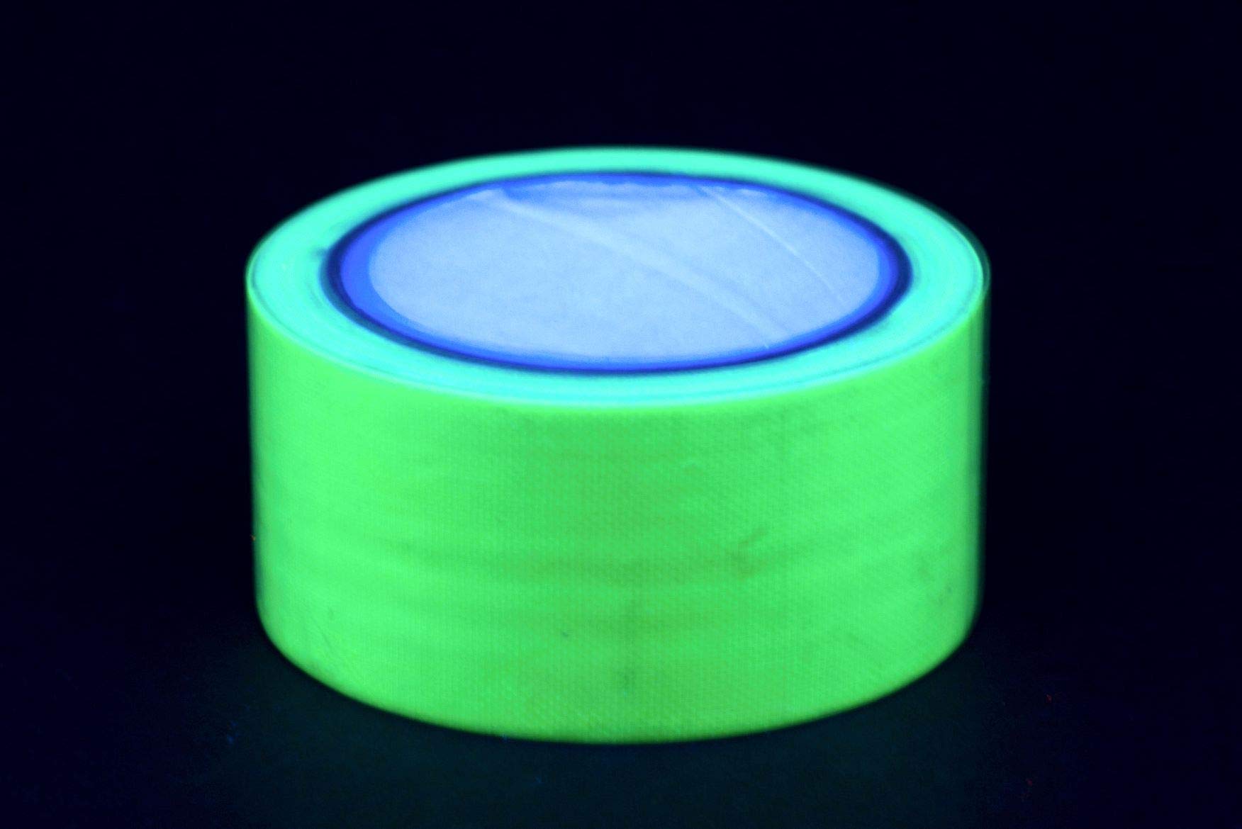 UV Active Glow-in-the-Dark Fluorescent Neon Tape Black Light Gaffa 50 mm x 10 m, grün, 50mm x 10m 1 Rolle