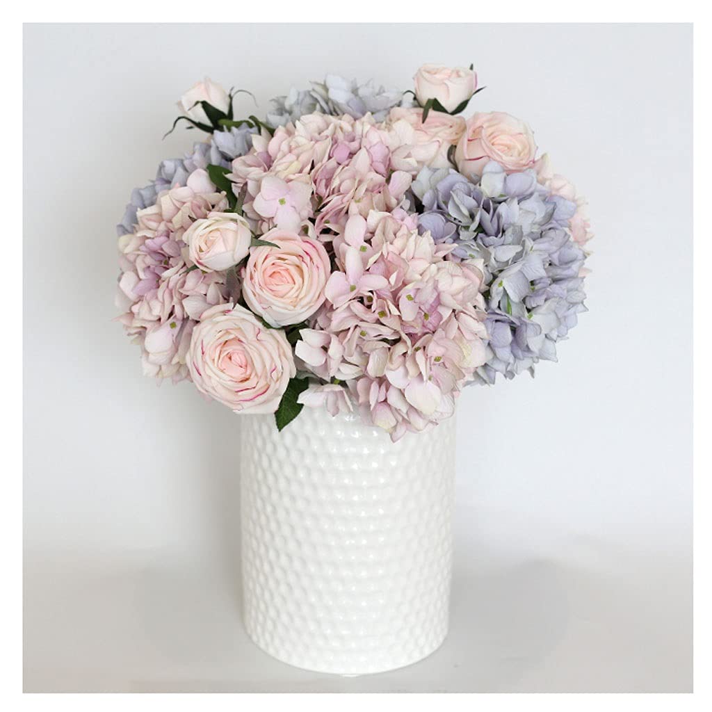 XDLEDMKIZ Artificial Flowers Indoor Artificial Hydrangea Bouquet Silk Flower Wedding Arrangement, Mini Hydrangea Home Office Banquet Decoration Vase Artificial Flowers in