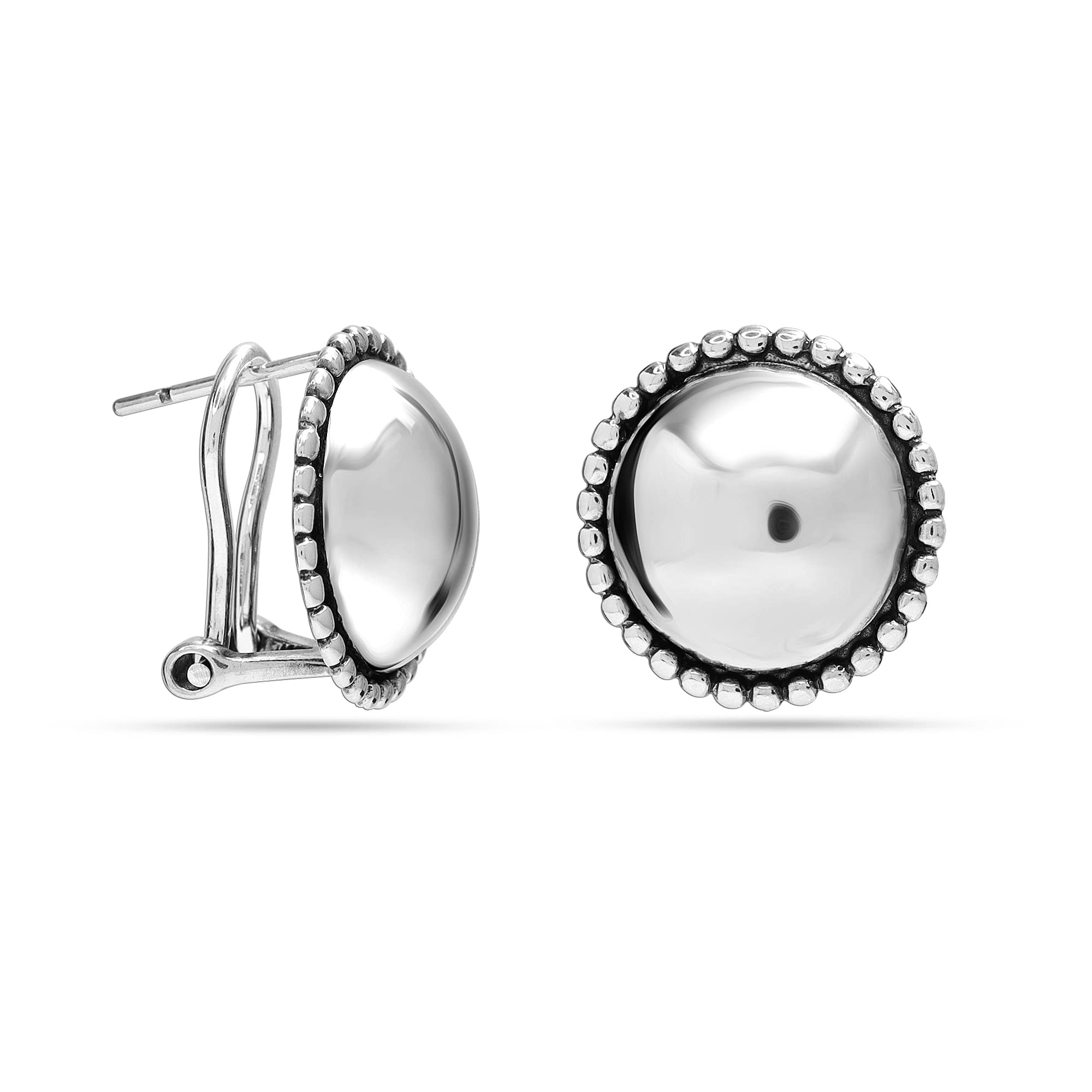 LeCalla925 Sterling Silver BIS Hallmarked Clip-On Omega Back Earrings for Women and Girls