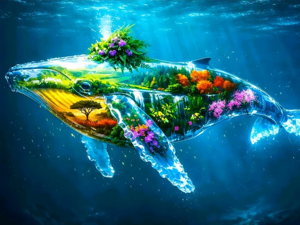 Weiniuniu Diamond Painting Kits For Adults Dreamy Whale Diy Bead Crystal Rhinestone Craft Easy 5D Dimond Picture Art Home Wall Decorations 40X50cm