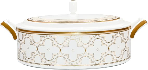 Noritake Trefolio Gold Covered Serving Bowl, 67 Oz.