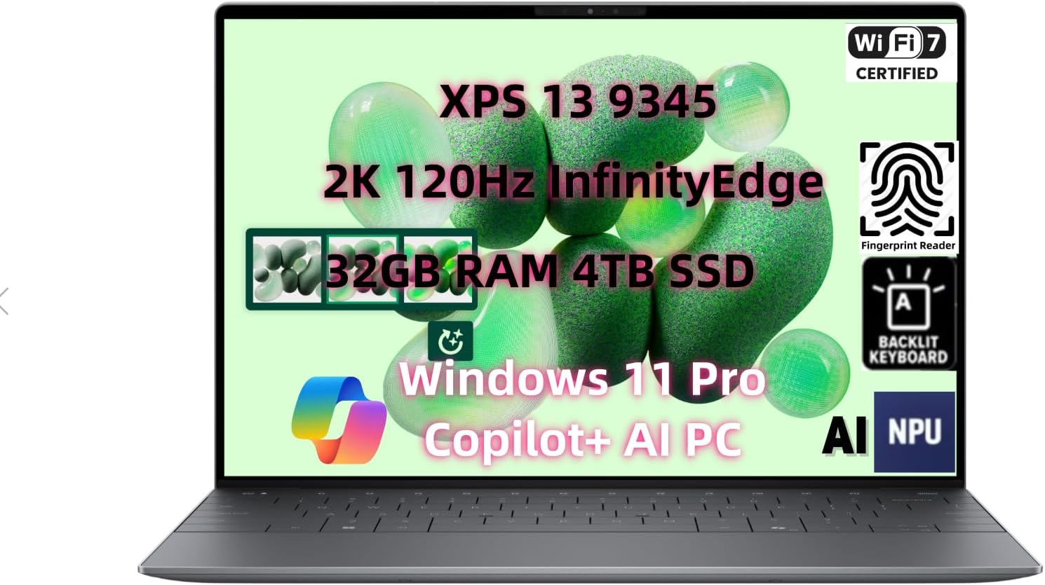 NewDel.l XPS 13 9345 Laptop, Copilot+ AI PC (13.4" FHD+ 120Hz,12-Core Snapdragon X Elite(>i7-1355U), 32GB LPDDR5X RAM, 4TB SSD), Thin & Light, Long Battery Life, IR Webcam, Wi-Fi 7, Win 11 Pro